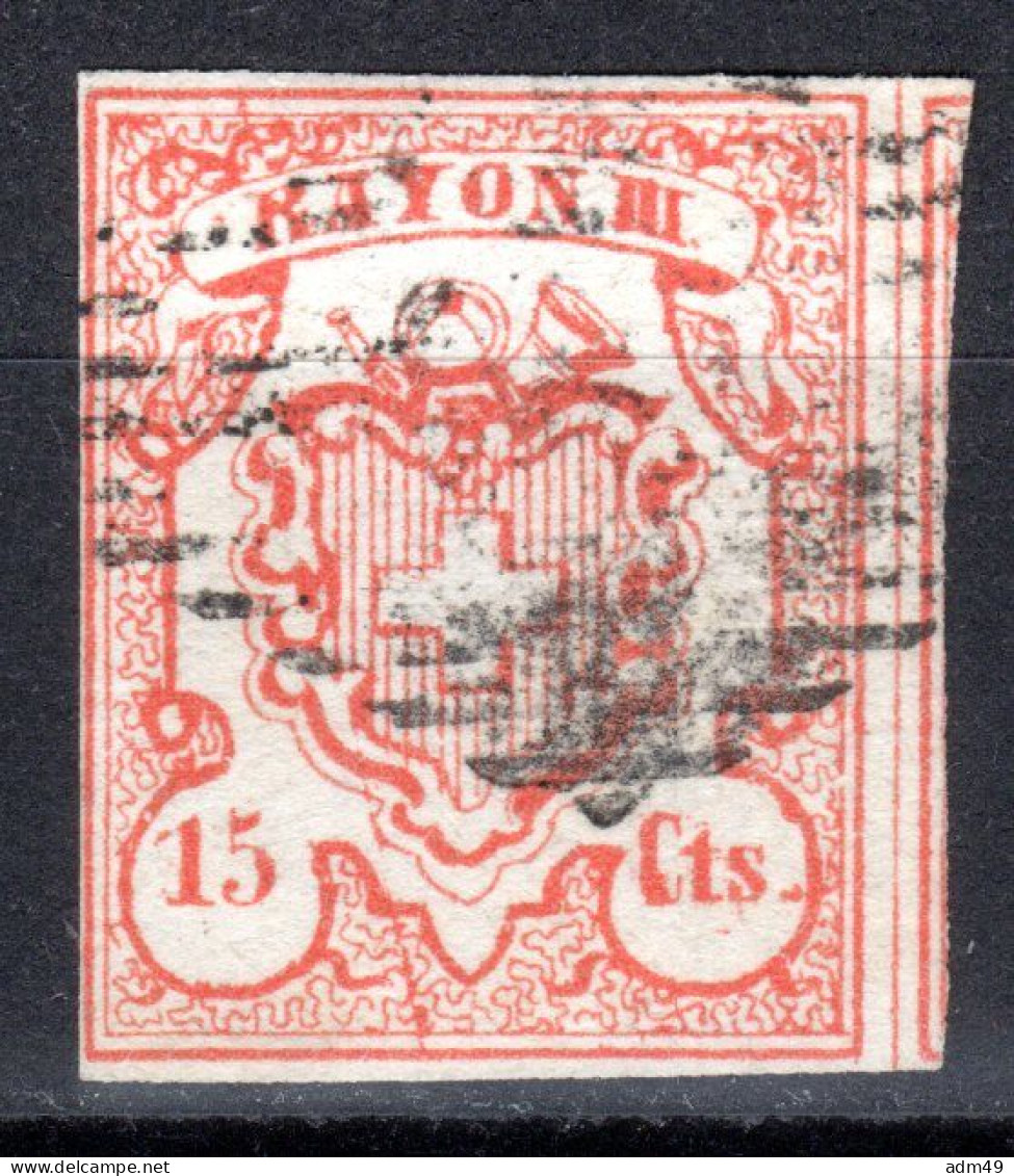 SCHWEIZ, 1852 Rayon III Nr. 19, Ziegelrot, Gestempelt - 1843-1852 Federale & Kantonnale Postzegels