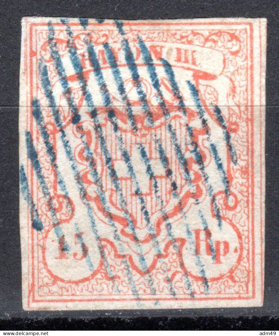 SCHWEIZ, 1852 Rayon III Nr. 18, Ziegelrot, Gestempelt - 1843-1852 Federal & Cantonal Stamps