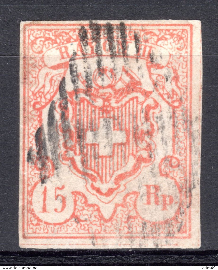 SCHWEIZ, 1852 Rayon III Nr.  20, Ziegelrot, Gestempelt - 1843-1852 Correos Federales Y Cantonales