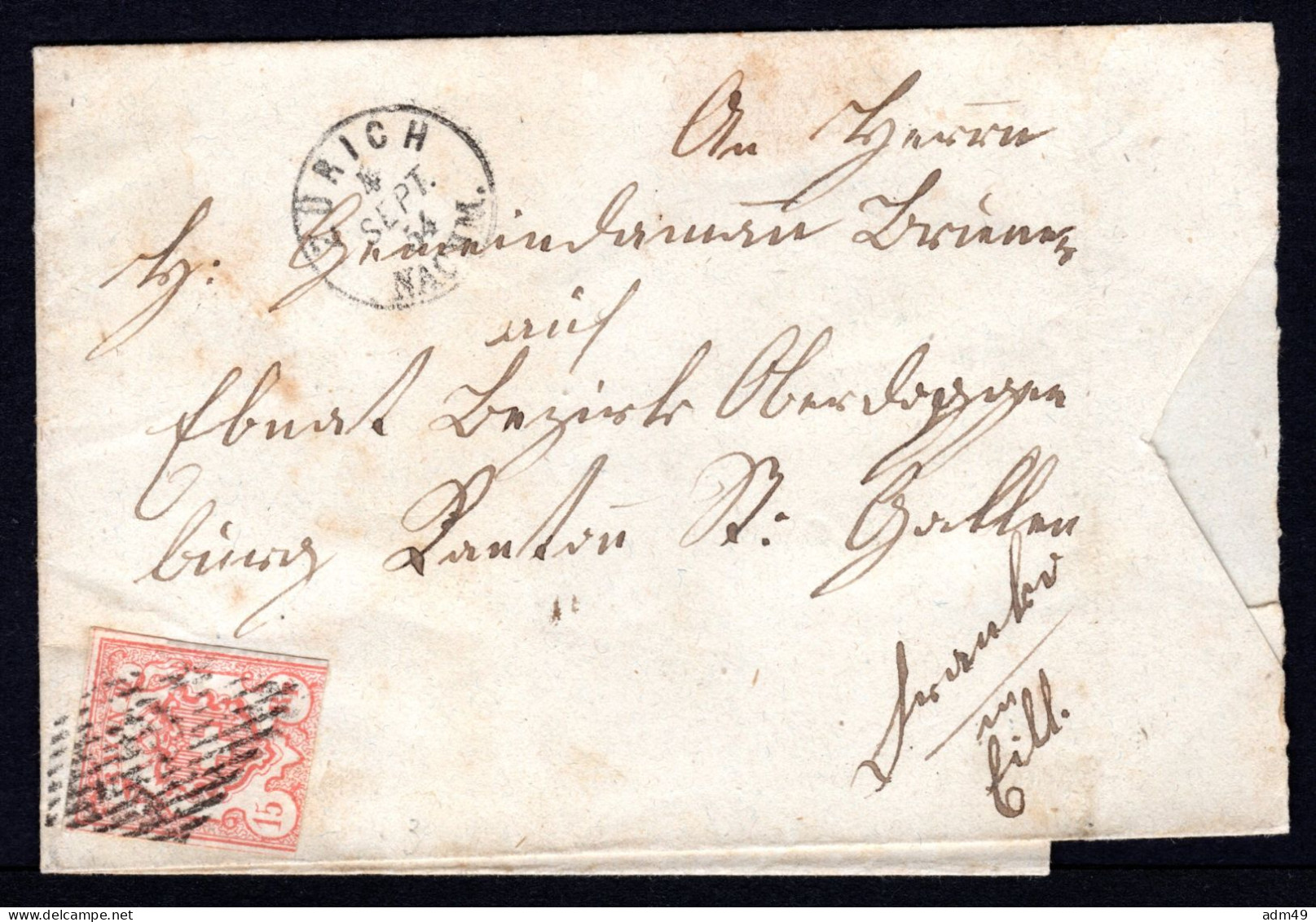 SCHWEIZ, 1852 Rayon III Nr. 20, Ziegelrot, Auf Brief - 1843-1852 Federal & Cantonal Stamps