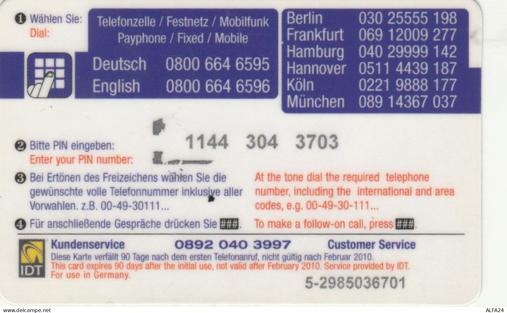 PREPAID PHONE CARD GERMANIA (CK2906 - [2] Prepaid