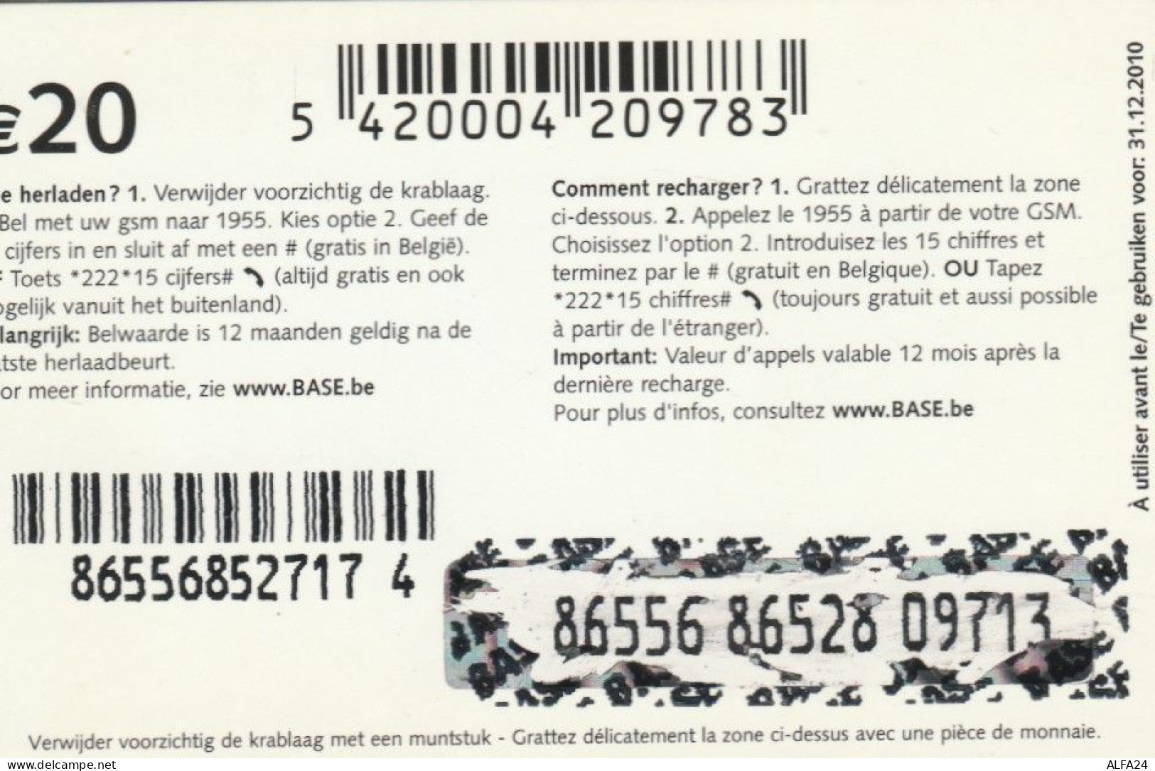 PREPAID PHONE CARD BELGIO (CK2903 - GSM-Kaarten, Herlaadbaar & Voorafbetaald