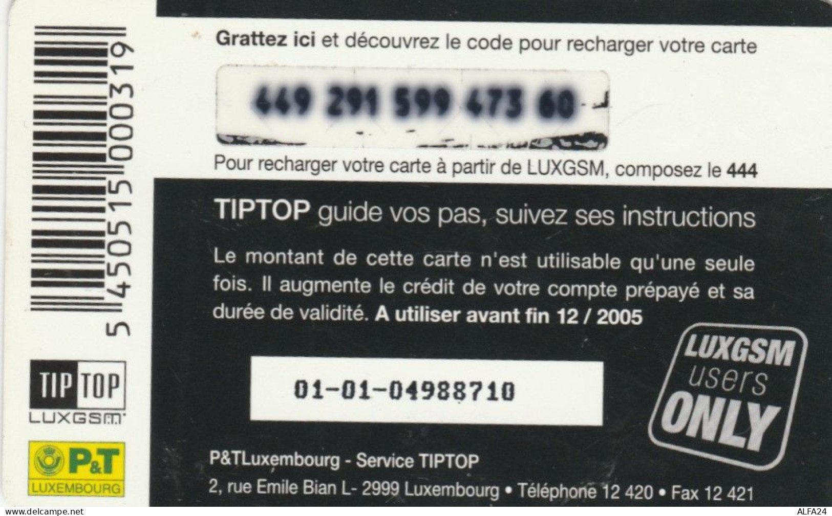 PREPAID PHONE CARD LUSSEMBURGO (CK2734 - Luxembourg