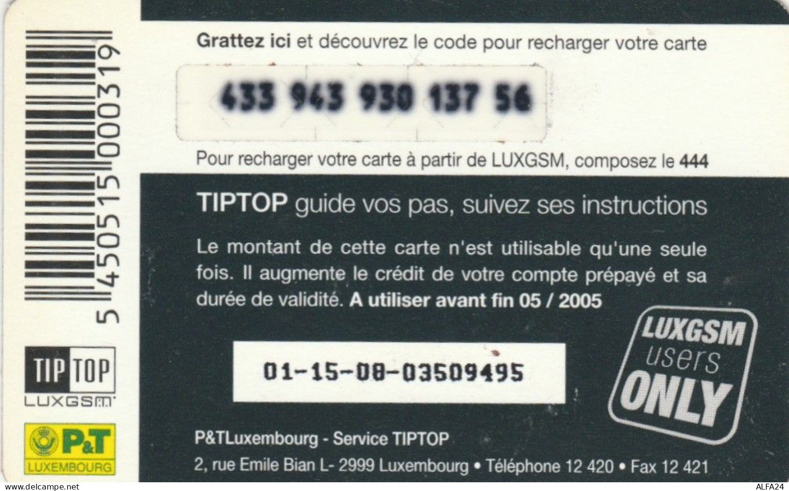 PREPAID PHONE CARD LUSSEMBURGO (CK2736 - Luxembourg