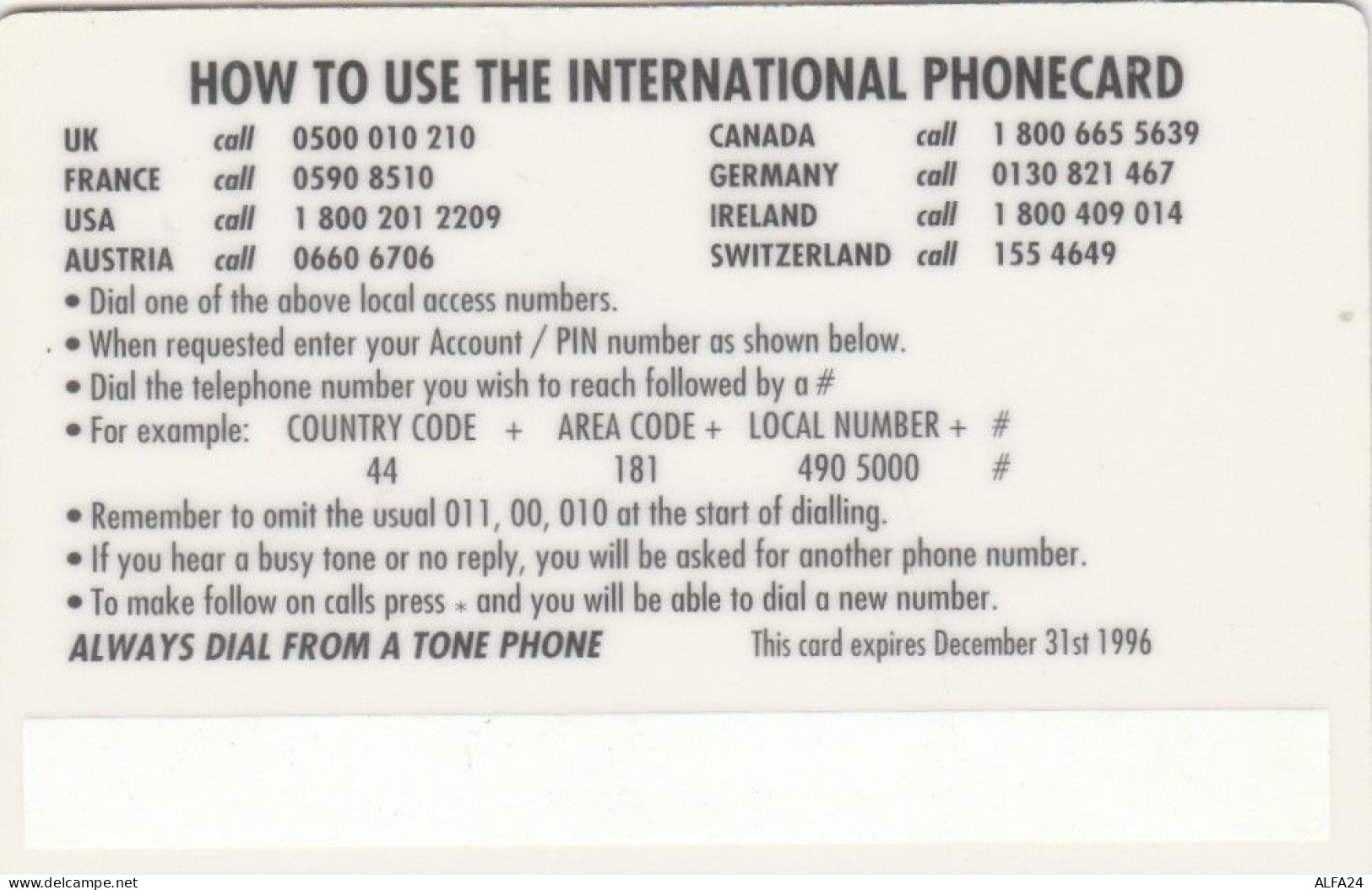 PREPAID PHONE CARD REGNO UNITO AEREO (CK2700 - BT Kaarten Voor Hele Wereld (Vooraf Betaald)