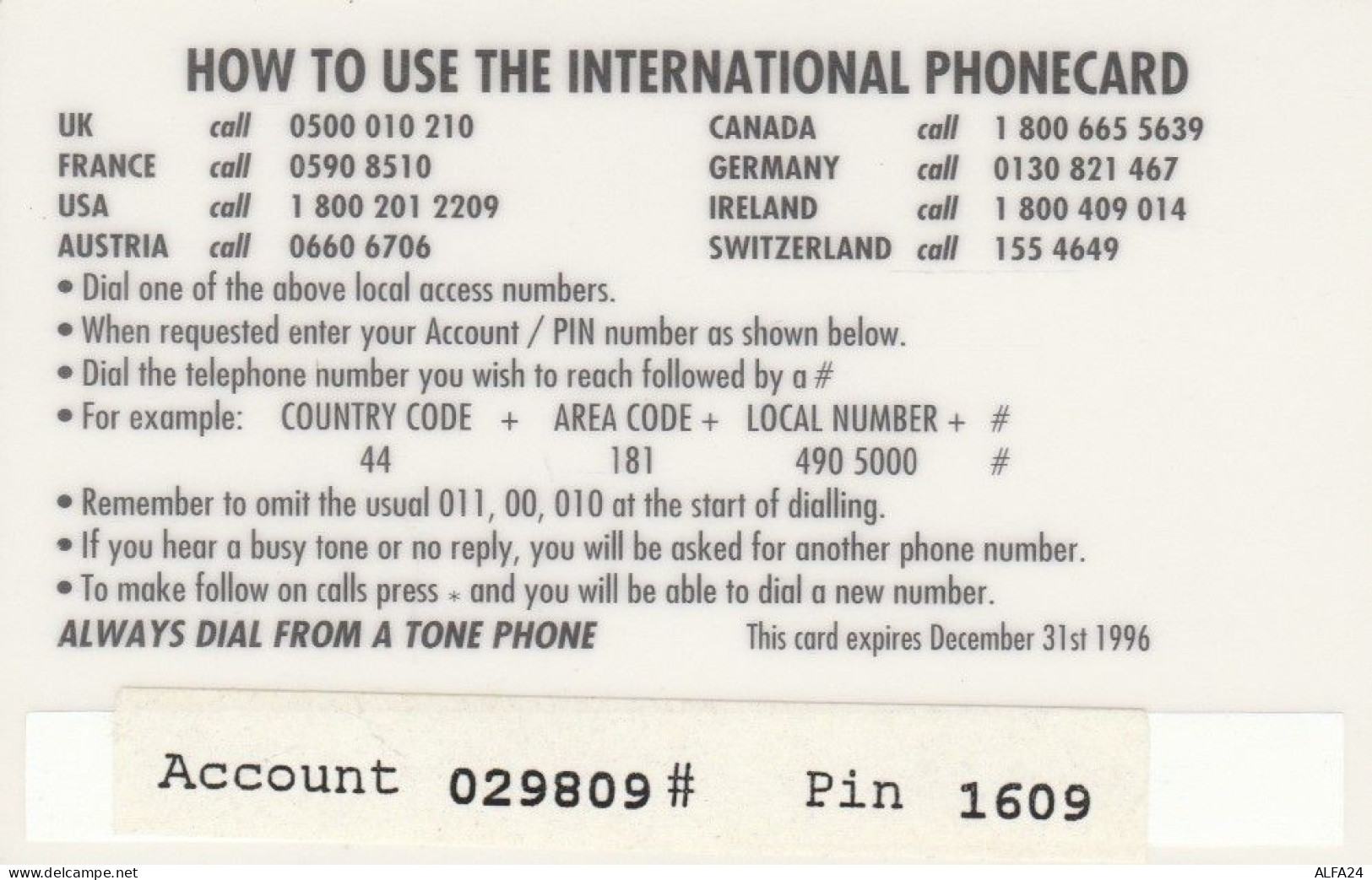 PREPAID PHONE CARD REGNO UNITO AEREO (CK2690 - BT Kaarten Voor Hele Wereld (Vooraf Betaald)