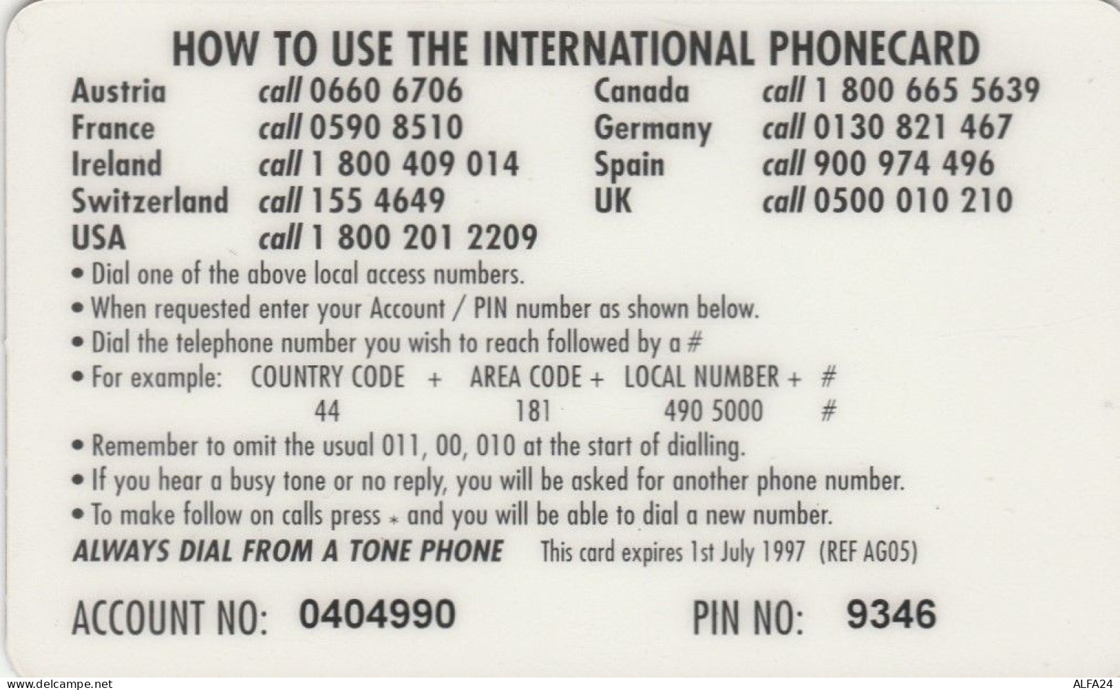 PREPAID PHONE CARD REGNO UNITO AEREO (CK2664 - BT Global Cards (Prepaid)