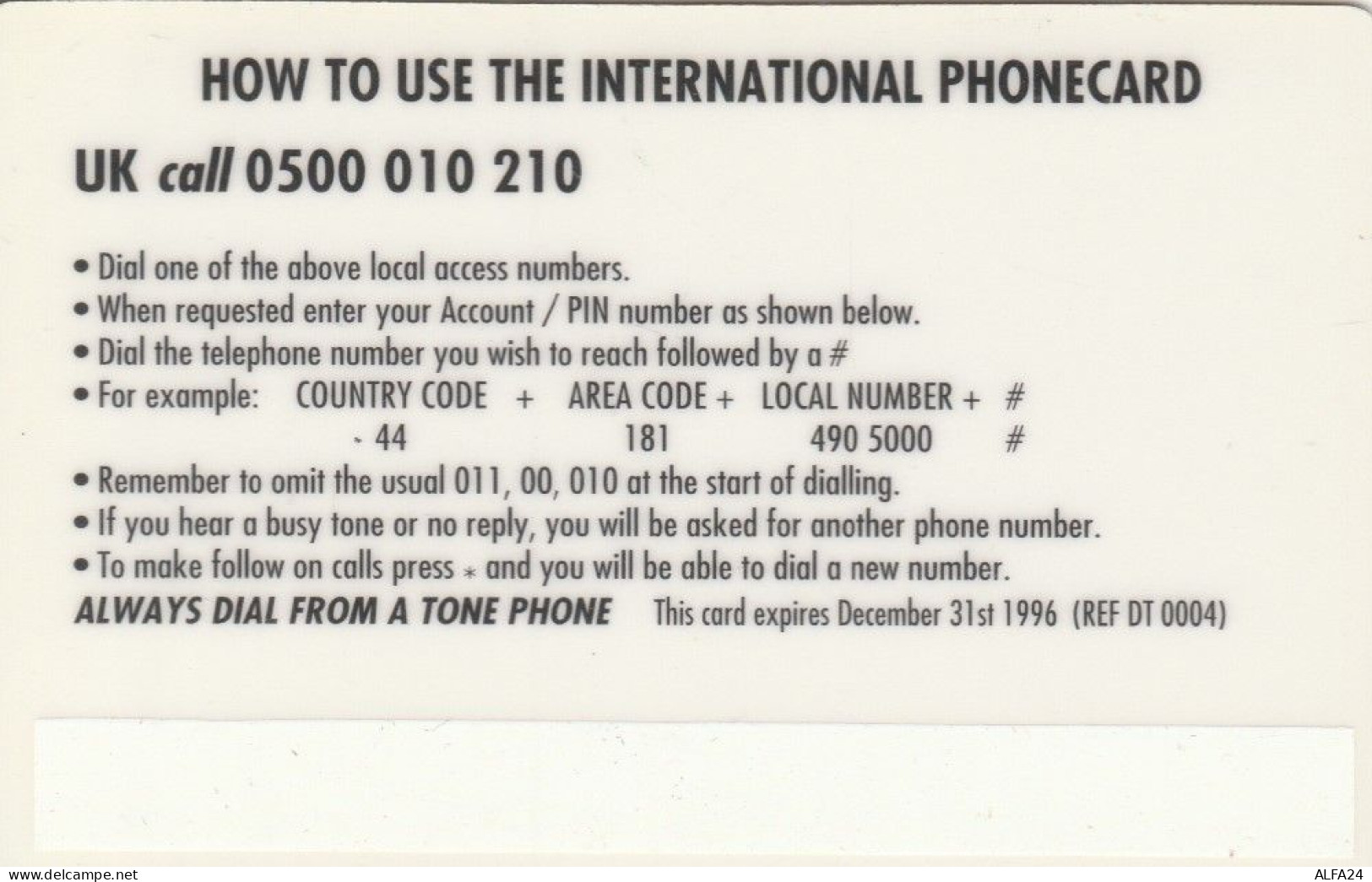 PREPAID PHONE CARD REGNO UNITO AEREO (CK2669 - BT Kaarten Voor Hele Wereld (Vooraf Betaald)