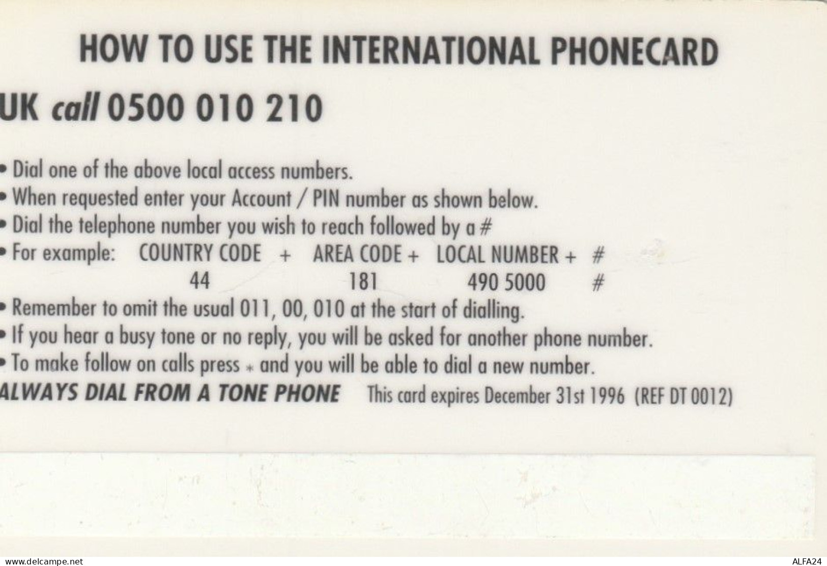 PREPAID PHONE CARD REGNO UNITO AEREO (CK2667 - BT Kaarten Voor Hele Wereld (Vooraf Betaald)