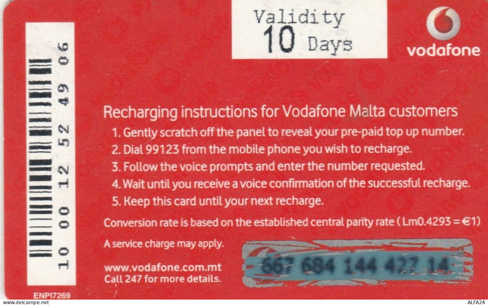 PREPAID PHONE CARD MALTA VODAFONE (CK2606 - Malte