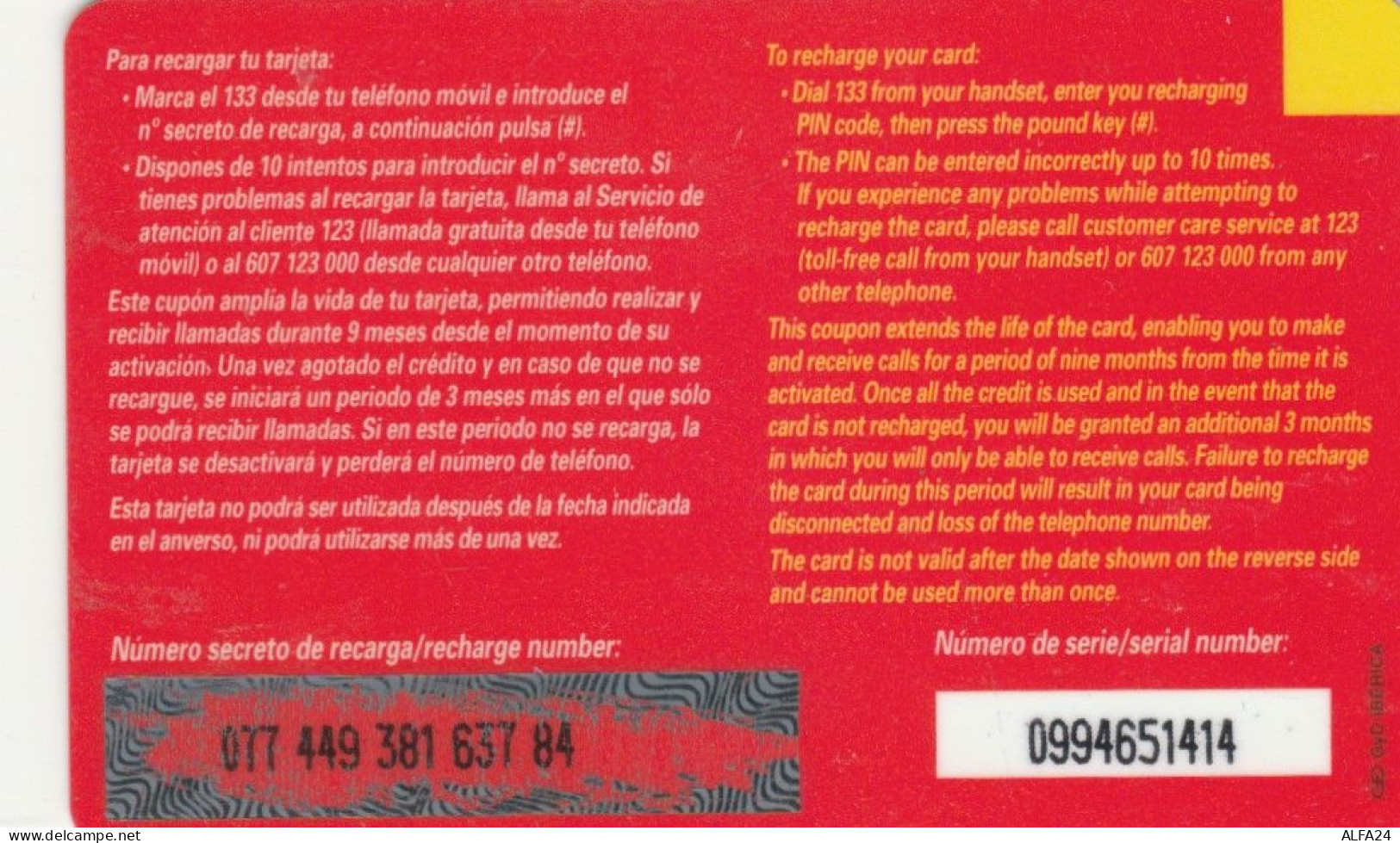 PREPAID PHONE CARD SPAGNA (CK2580 - Otros & Sin Clasificación