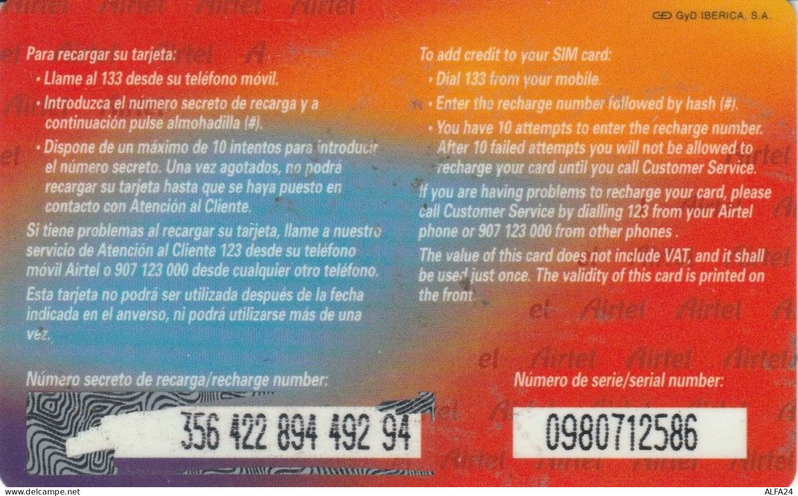 PREPAID PHONE CARD SPAGNA (CK2578 - Other & Unclassified