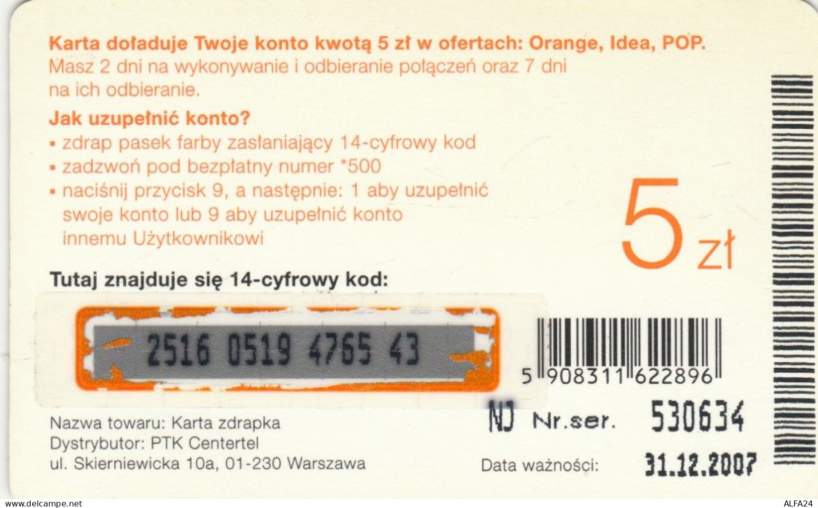 PREPAID PHONE CARD POLONIA (CK2542 - Pologne