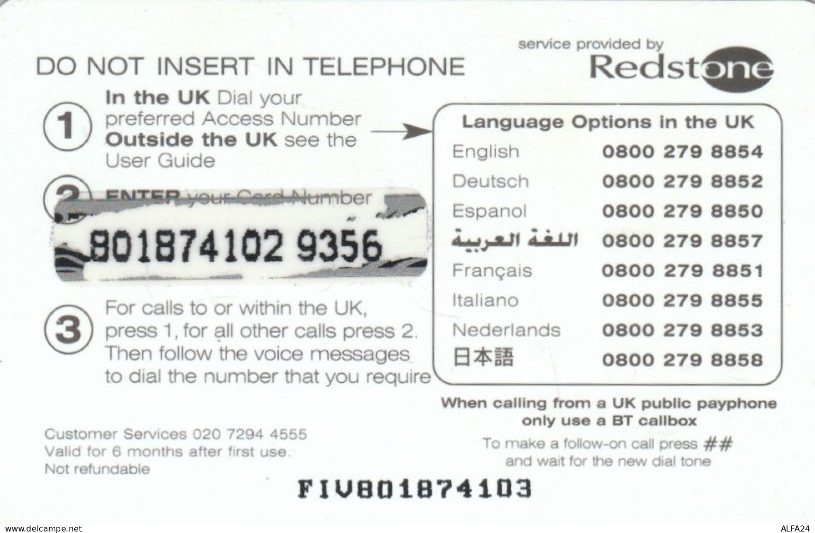 PREPAID PHONE CARD REGNO UNITO (CK3764 - BT Kaarten Voor Hele Wereld (Vooraf Betaald)