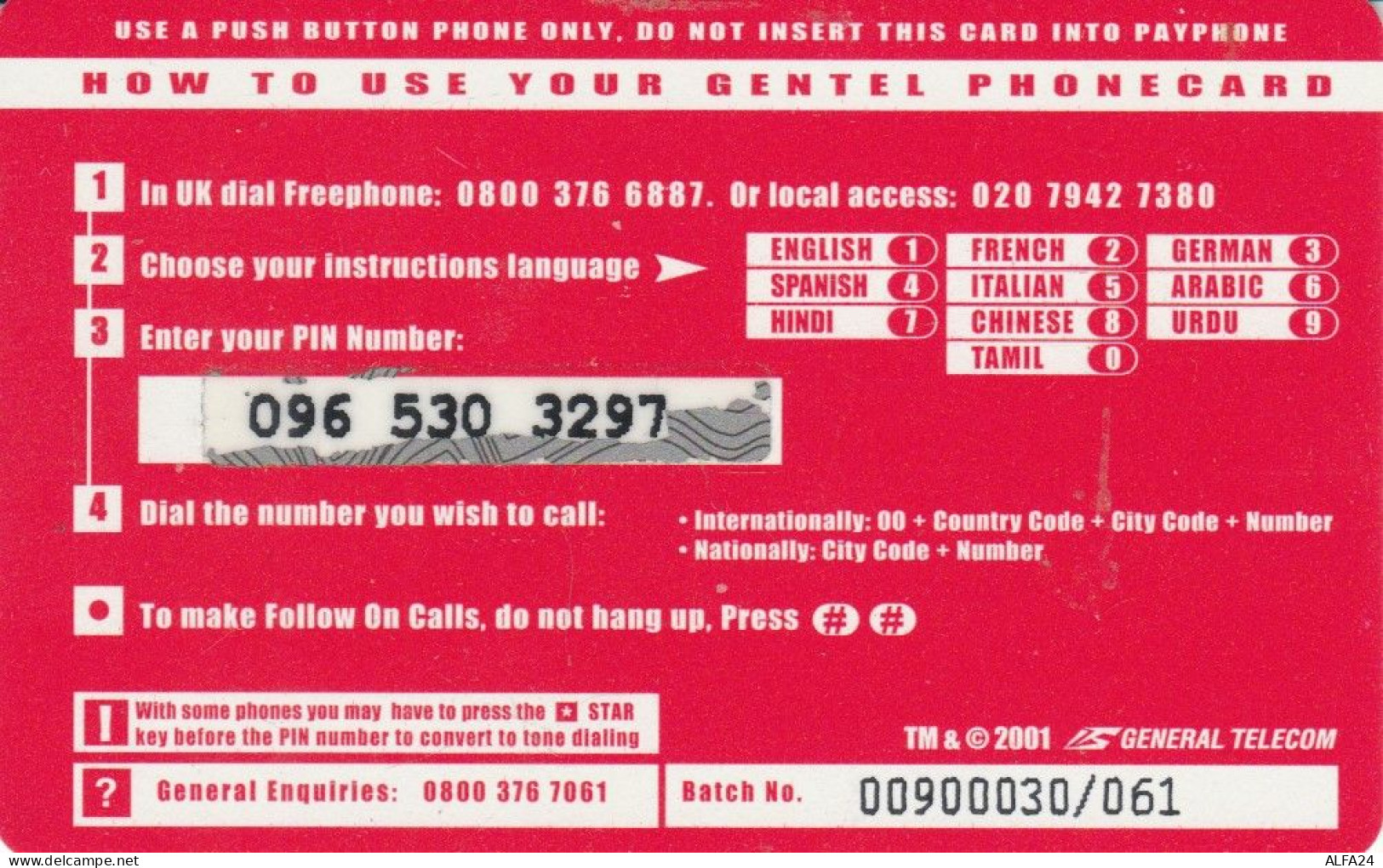 PREPAID PHONE CARD REGNO UNITO (CK3754 - BT Kaarten Voor Hele Wereld (Vooraf Betaald)