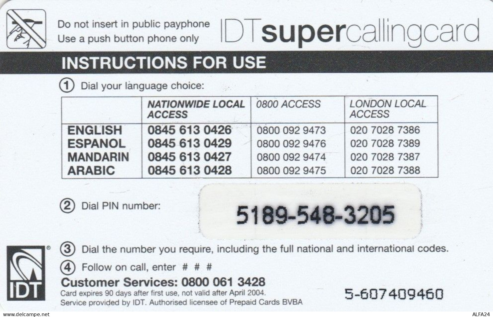 PREPAID PHONE CARD REGNO UNITO (CK3726 - BT Allgemein (Prepaid)
