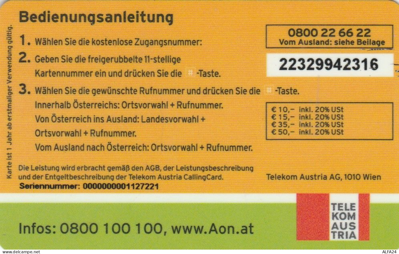 PREPAID PHONE CARD AUSTRIA (CK3706 - Oesterreich