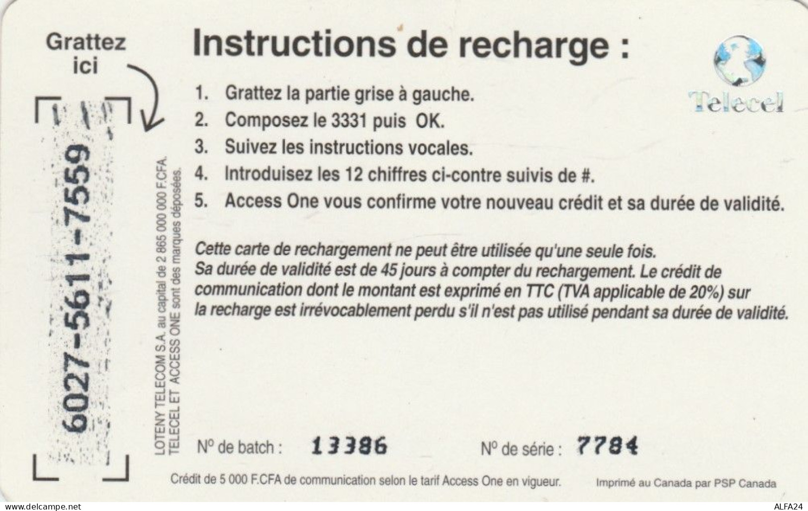 PREPAID PHONE CARD COSTA D'AVORIO (CK3758 - Côte D'Ivoire