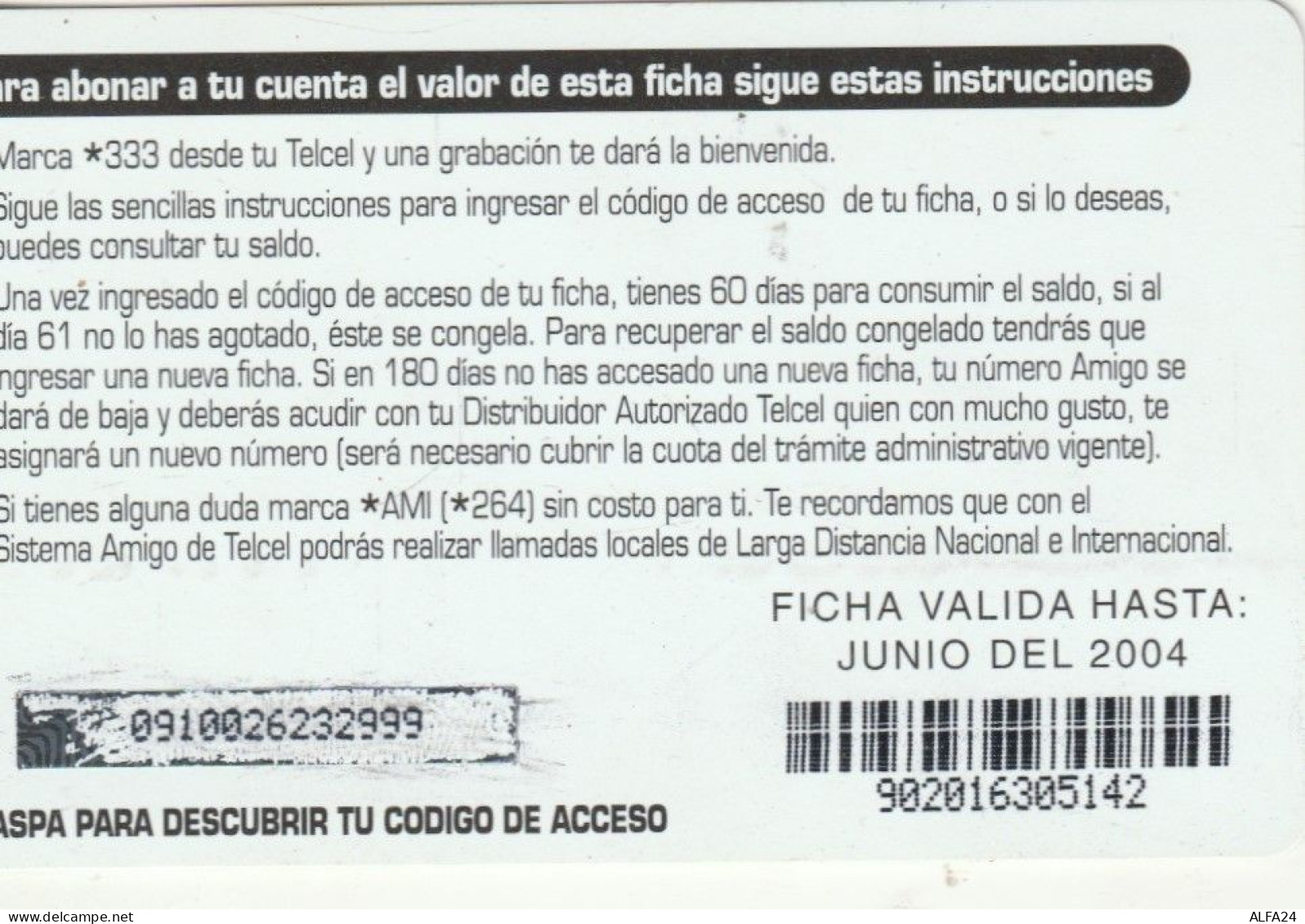 PREPAID PHONE CARD MESSICO (CK3691 - Mexique