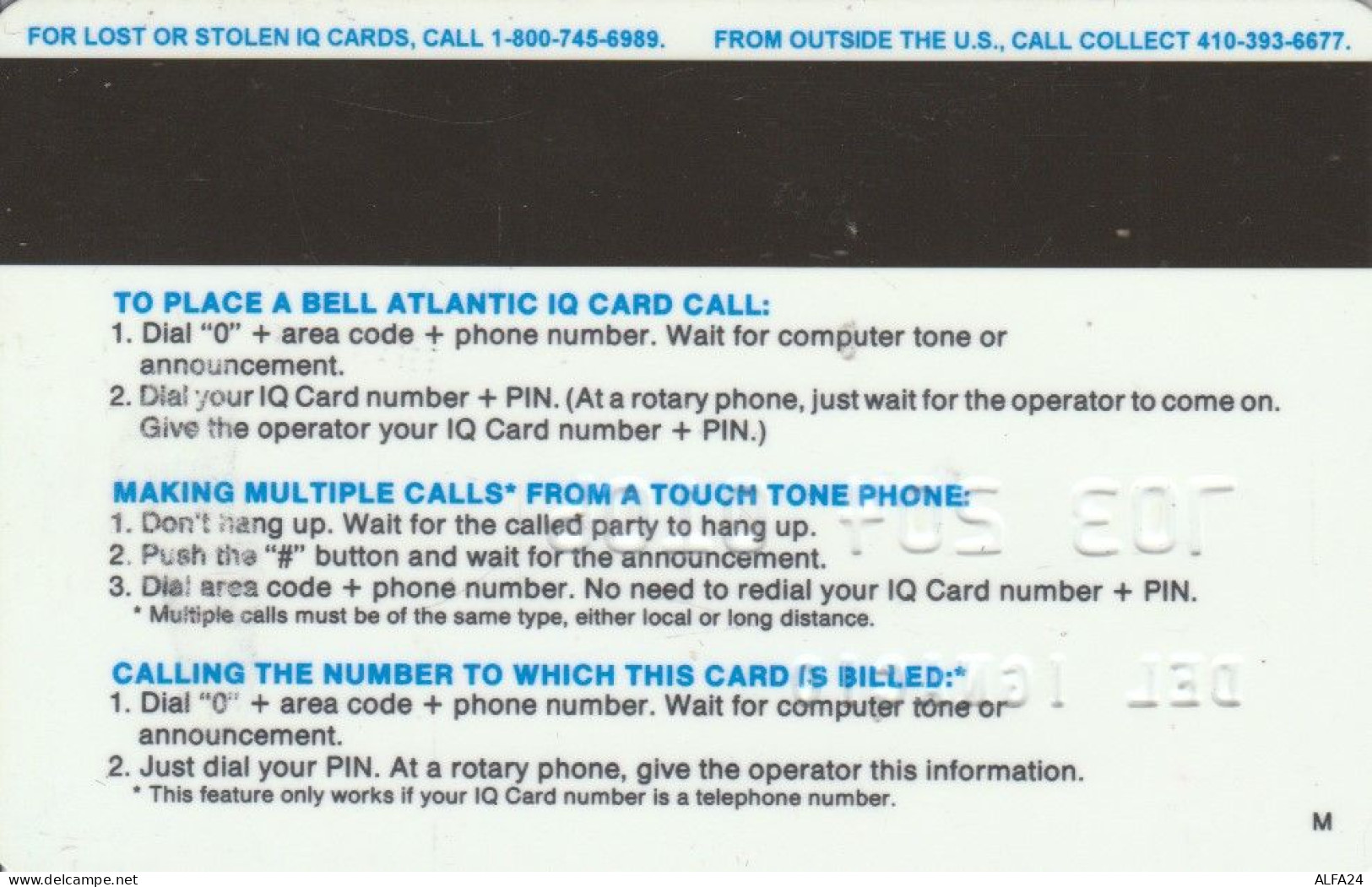 CARTA CREDITO TELEFONICA BELL ATLANTIC STATI UNITI (CK3675 - Sonstige & Ohne Zuordnung