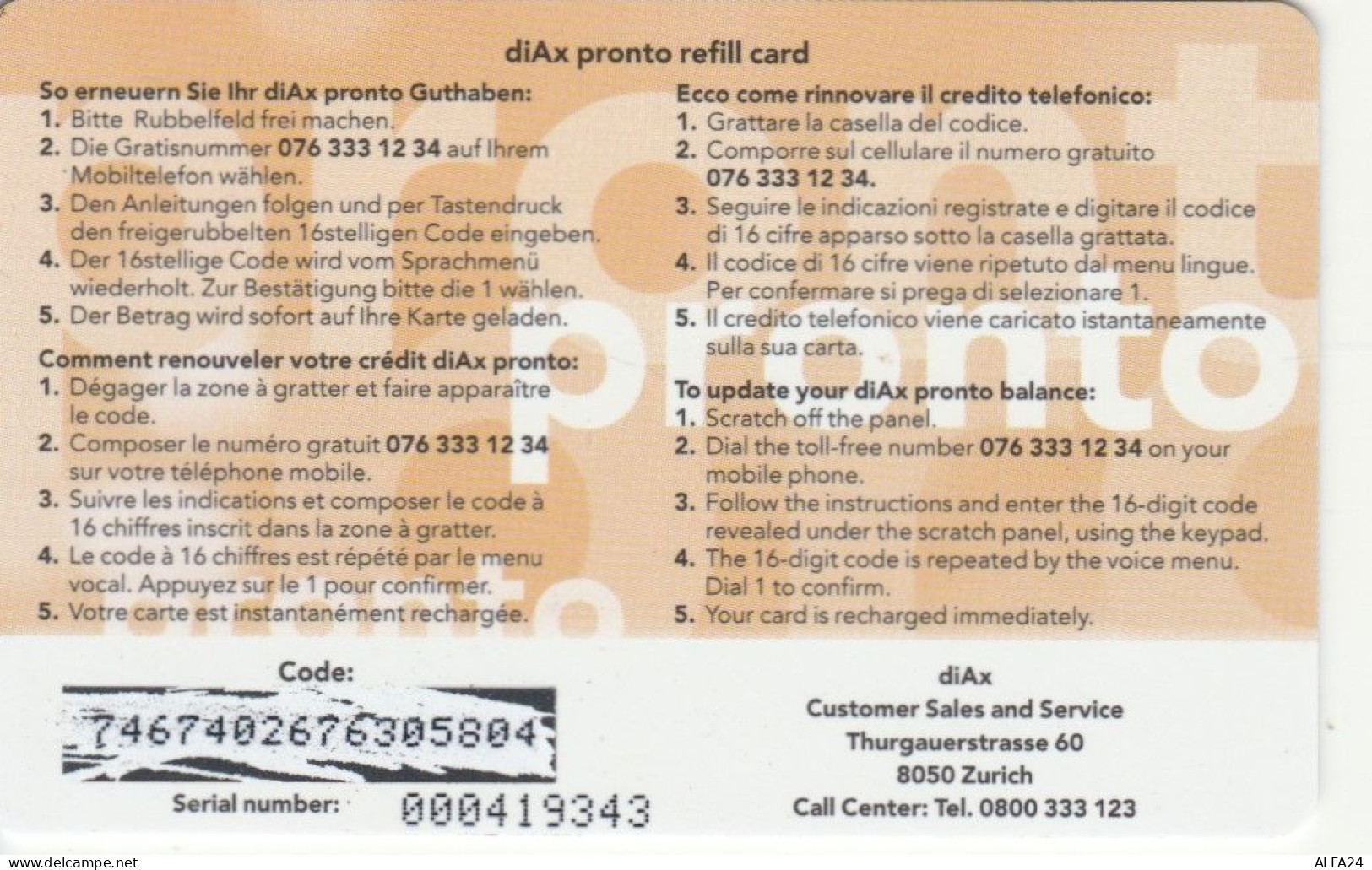 PREPAID PHONE CARD SVIZZERA (CK3557 - Suisse