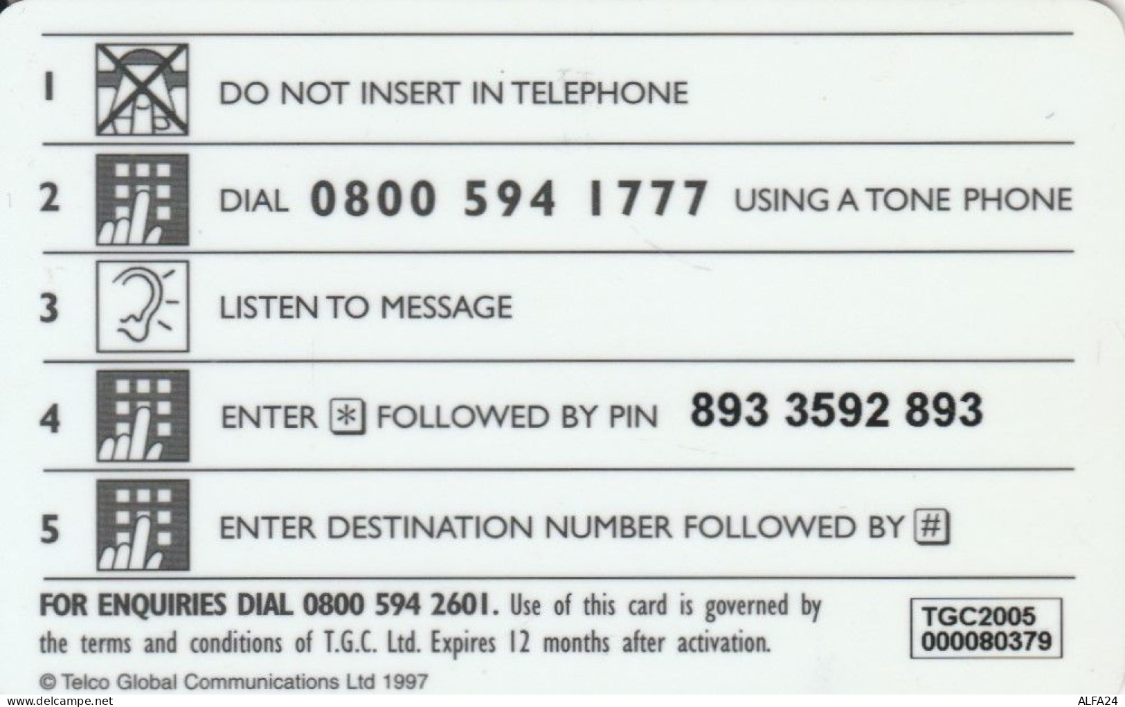 PREPAID PHONE CARD REGNO UNITO (CK3519 - BT Kaarten Voor Hele Wereld (Vooraf Betaald)