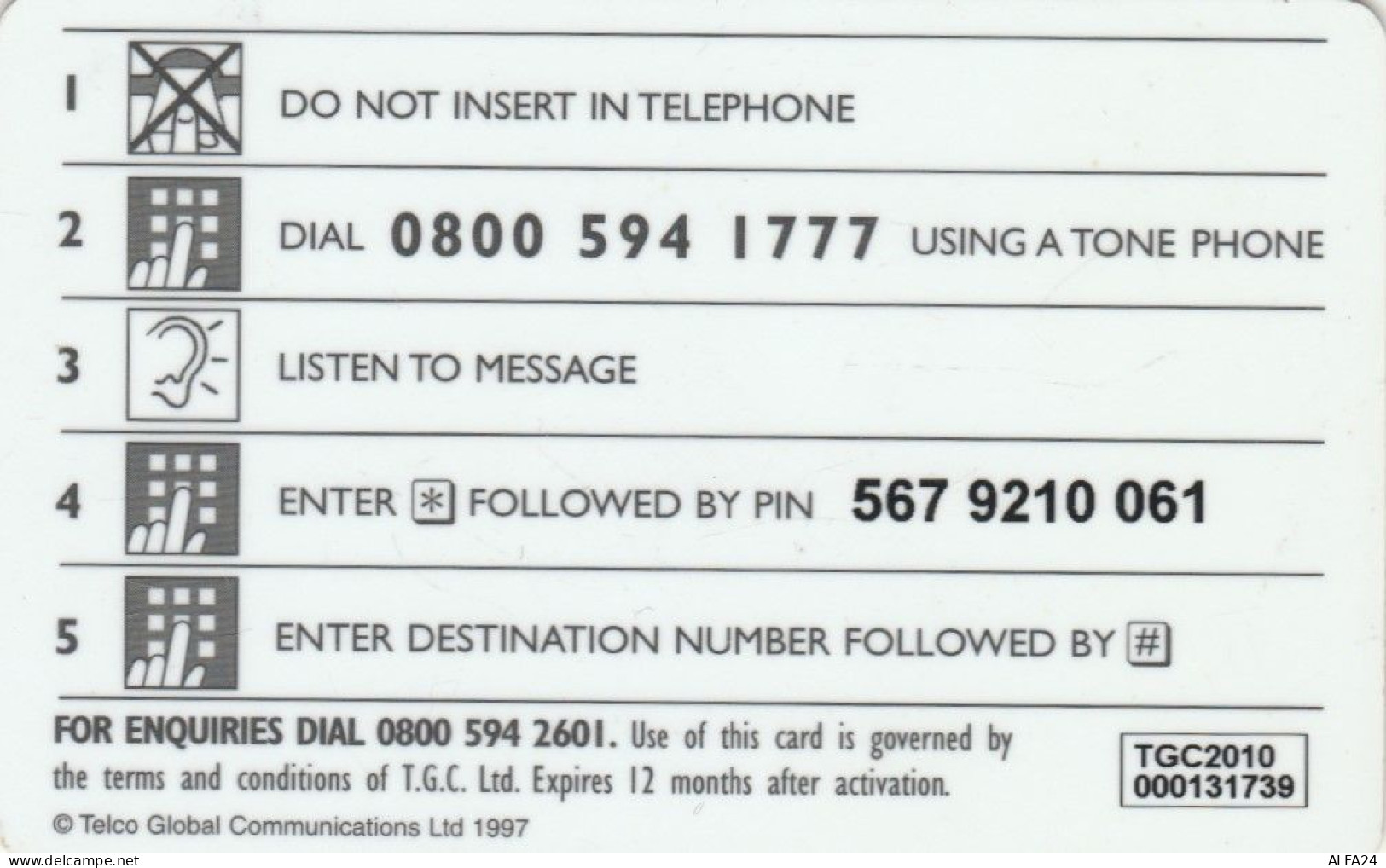 PREPAID PHONE CARD REGNO UNITO (CK3518 - BT Allgemein (Prepaid)