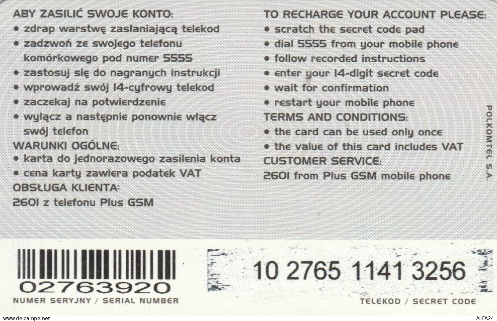 PREPAID PHONE CARD POLONIA (CK3555 - Polen