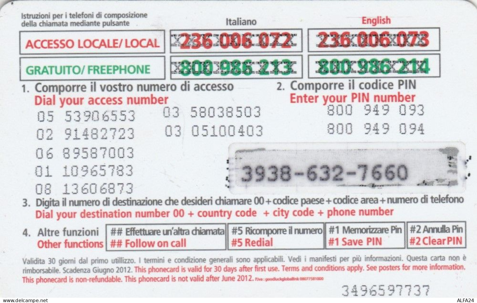 PREPAID PHONE CARD ITALIA (CK3258 - Schede GSM, Prepagate & Ricariche