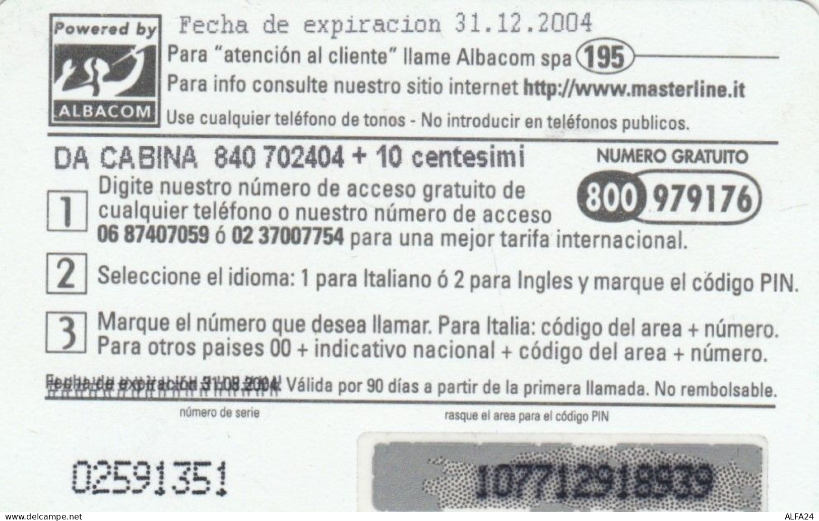 PREPAID PHONE CARD ITALIA ALBACOM (CK3252 - Schede GSM, Prepagate & Ricariche