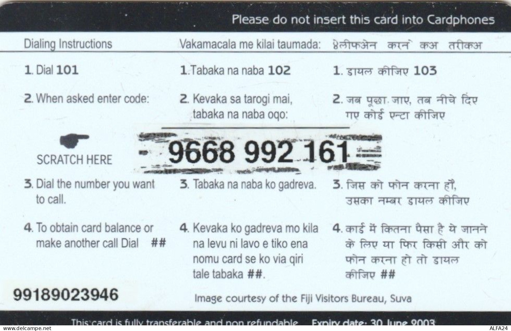 PREPAID PHONE CARD FIJI (CK3182 - Fidji