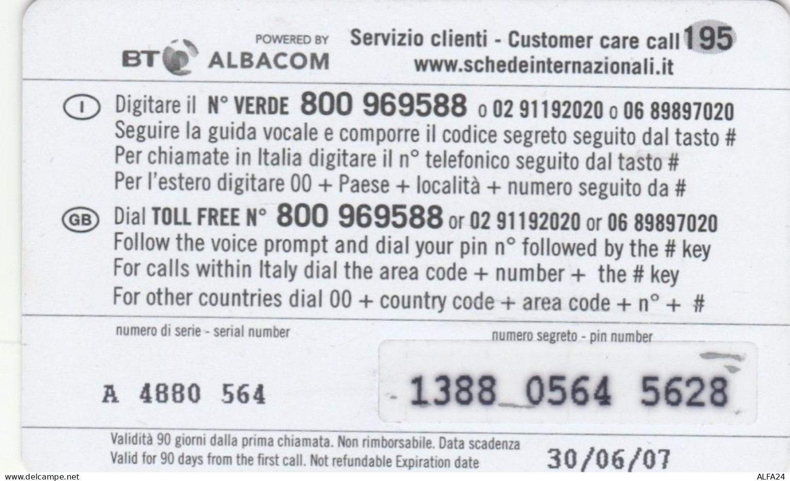 PREPAID PHONE CARD ITALIA ALBACOM (CK3172 - Schede GSM, Prepagate & Ricariche
