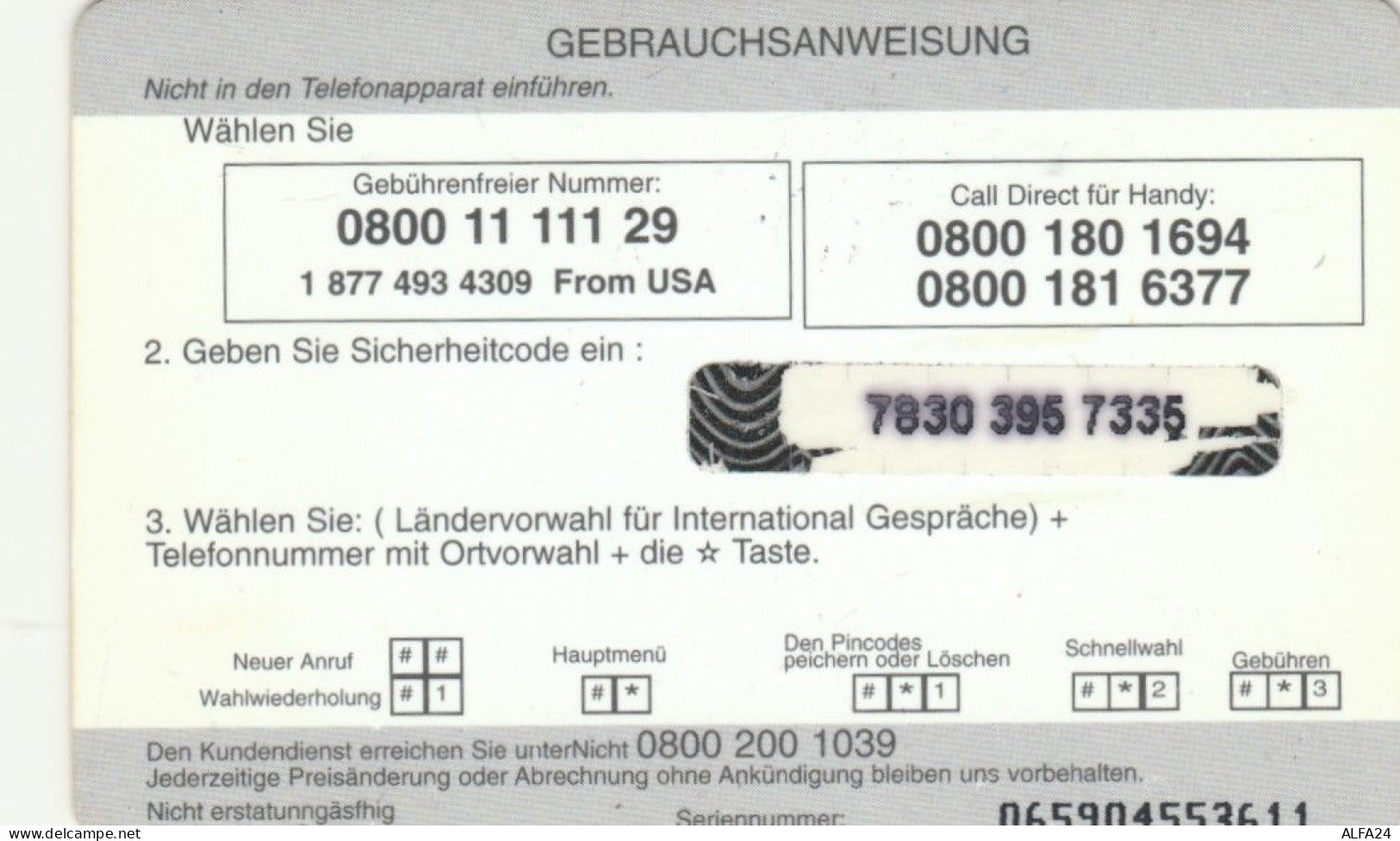 PREPAID PHONE CARD GERMANIA (CK3158 - GSM, Voorafbetaald & Herlaadbare Kaarten