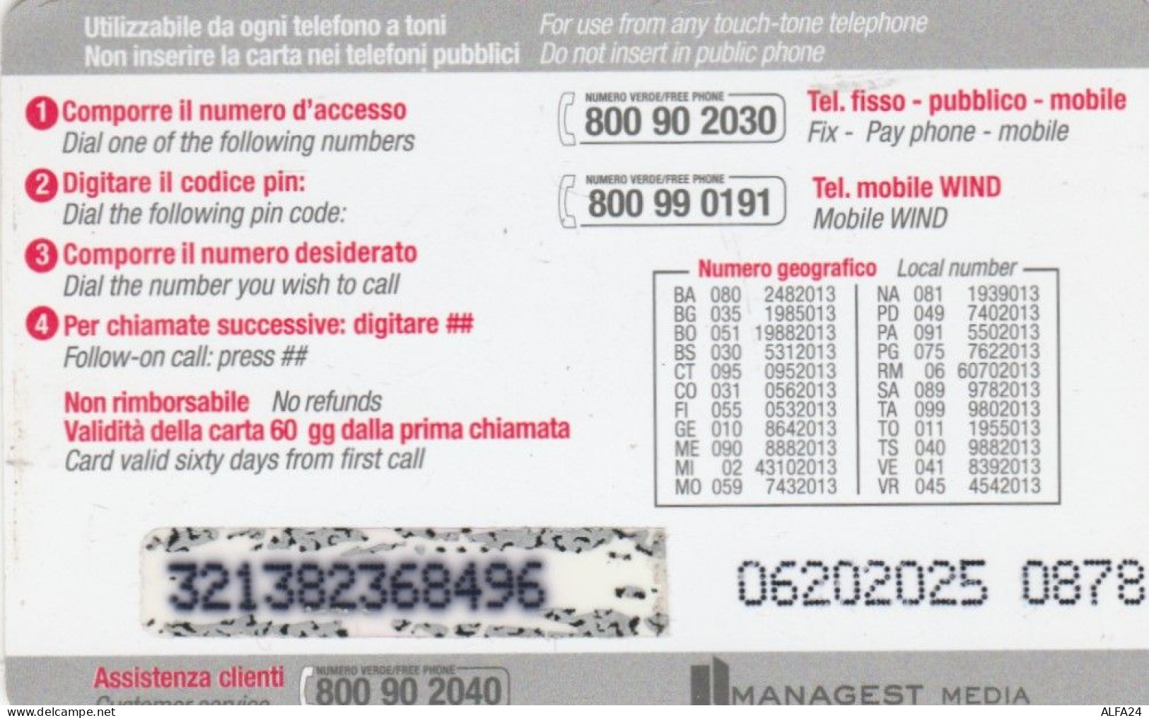 PREPAID PHONE CARD ITALIA (CK3092 - Schede GSM, Prepagate & Ricariche