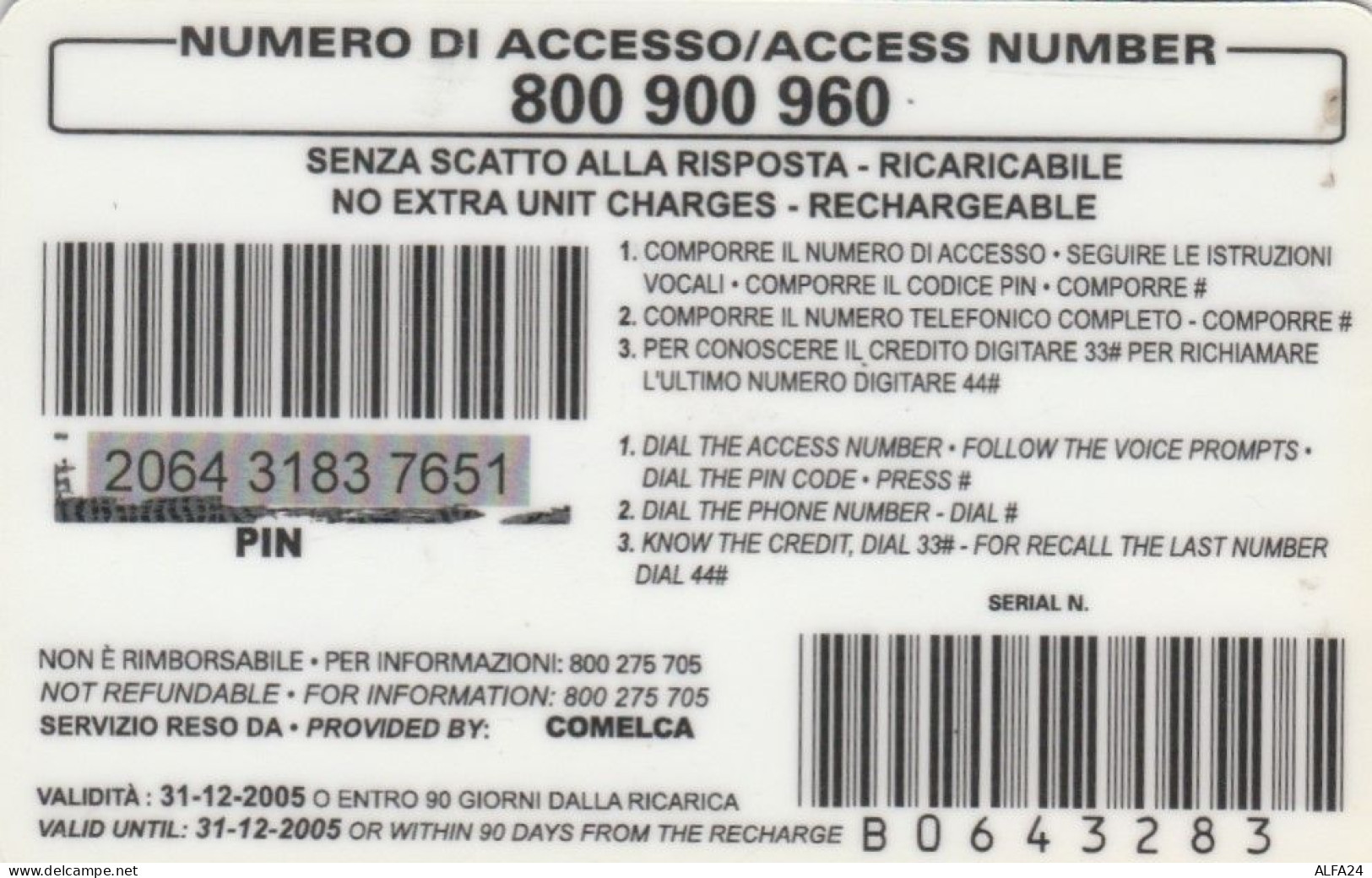 PREPAID PHONE CARD ITALIA (CK3034 - Schede GSM, Prepagate & Ricariche