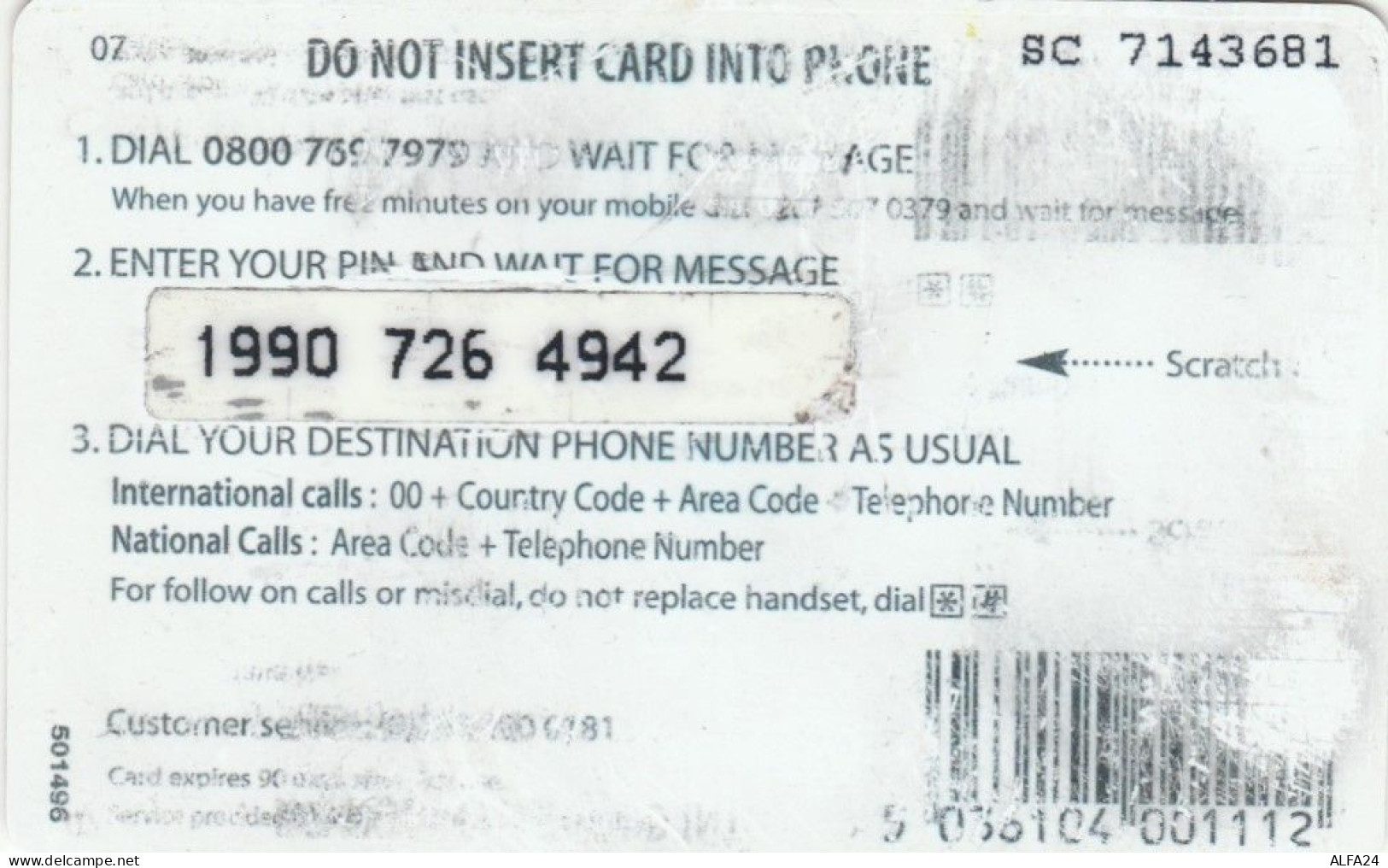 PREPAID PHONE CARD REGNO UNITO (CK4488 - BT Kaarten Voor Hele Wereld (Vooraf Betaald)
