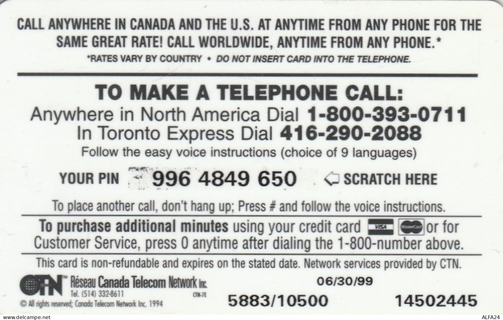 PREPAID PHONE CARD CANADA (CK4483 - Canada