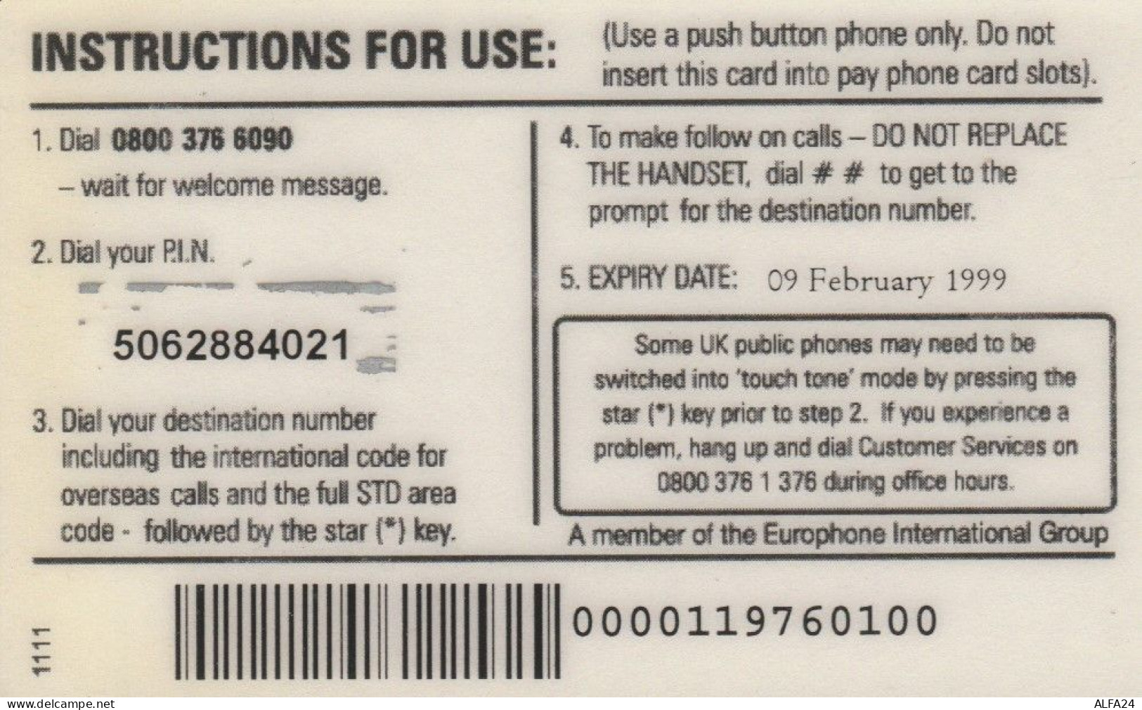 PREPAID PHONE CARD REGNO UNITO (CK4477 - BT Kaarten Voor Hele Wereld (Vooraf Betaald)