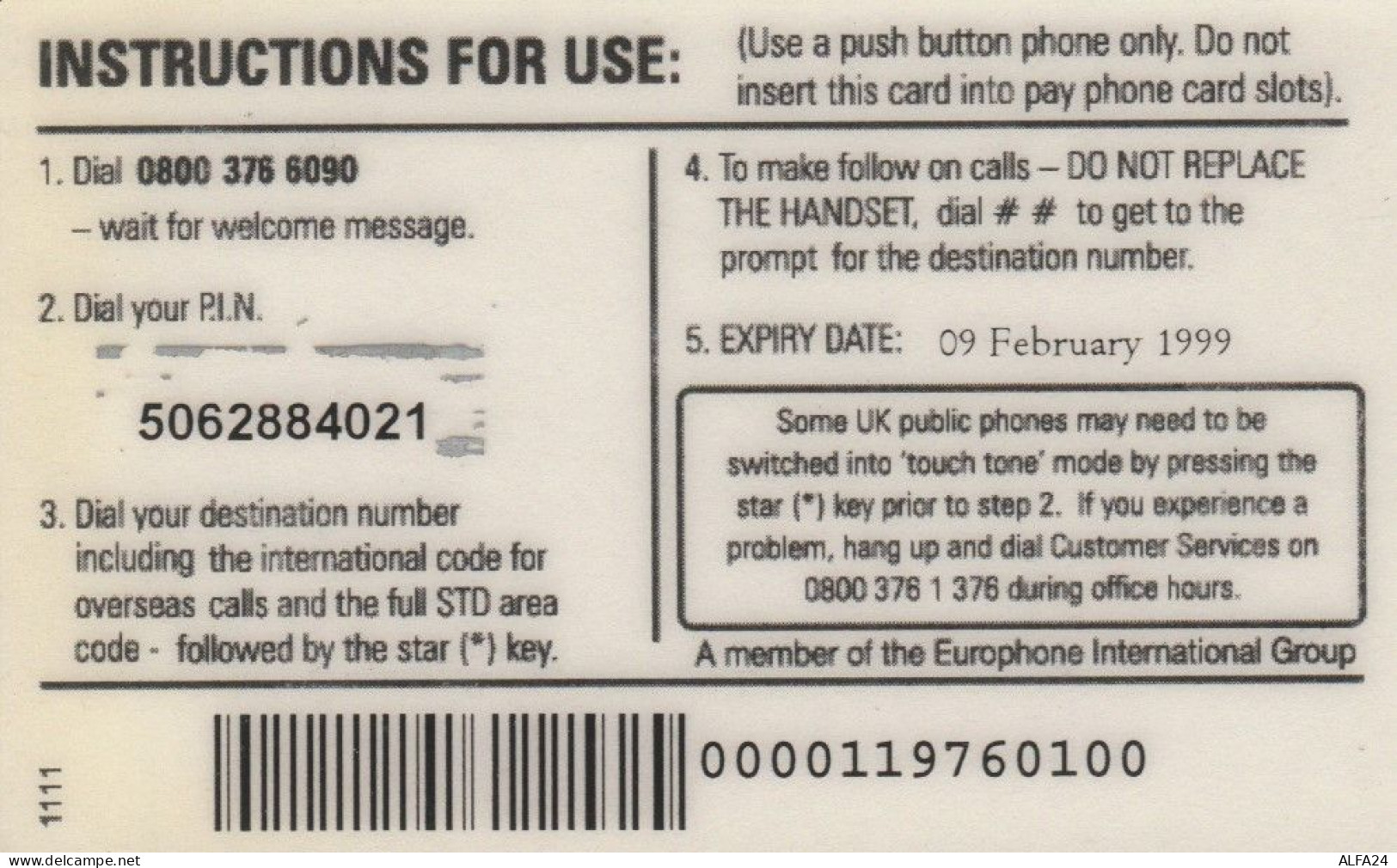 PREPAID PHONE CARD REGNO UNITO (CK4477 - BT Allgemein (Prepaid)