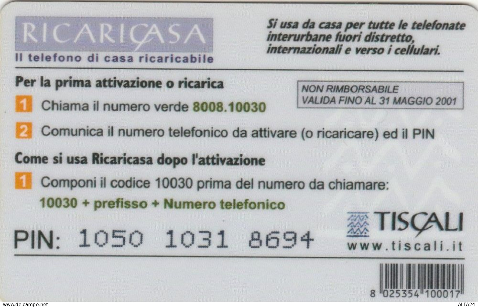 PREPAID PHONE CARD ITALIA TISCALI (CK4448 - Schede GSM, Prepagate & Ricariche