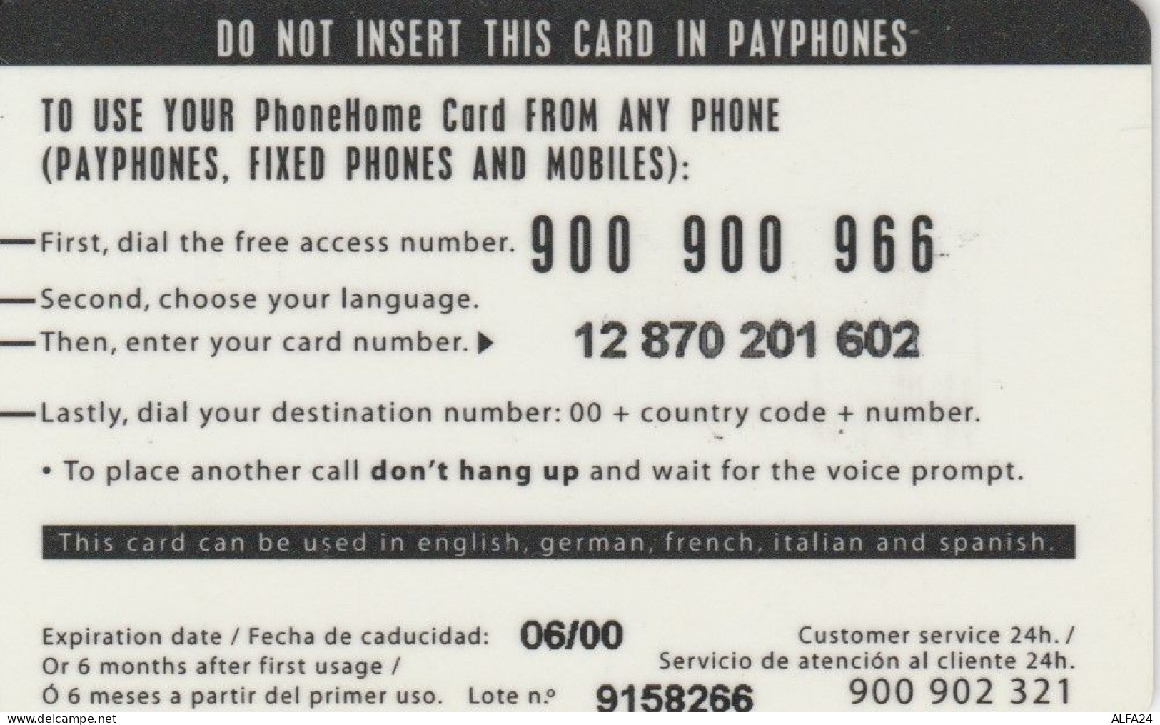 PREPAID PHONE CARD SPAGNA (CK4405 - Autres & Non Classés