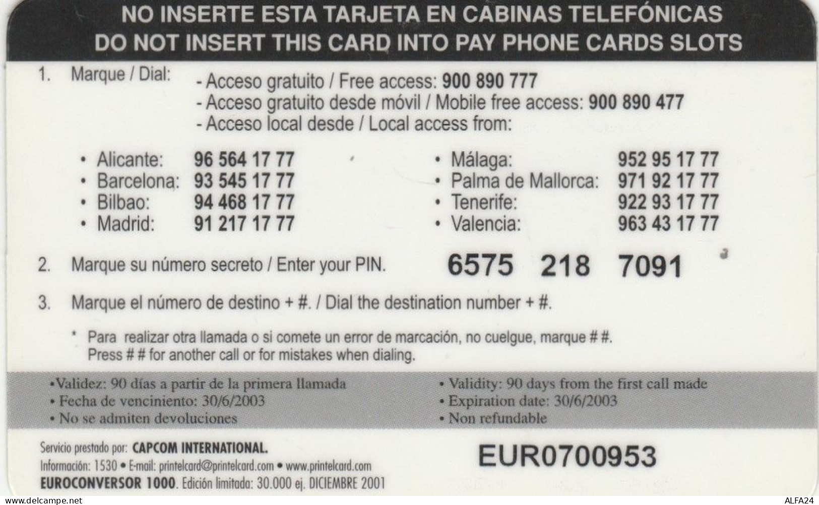 PREPAID PHONE CARD SPAGNA (CK4316 - Other & Unclassified