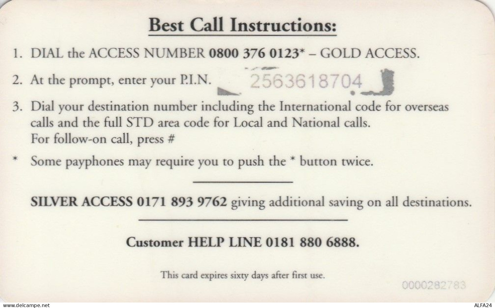 PREPAID PHONE CARD REGNO UNITO (CK4277 - BT Kaarten Voor Hele Wereld (Vooraf Betaald)