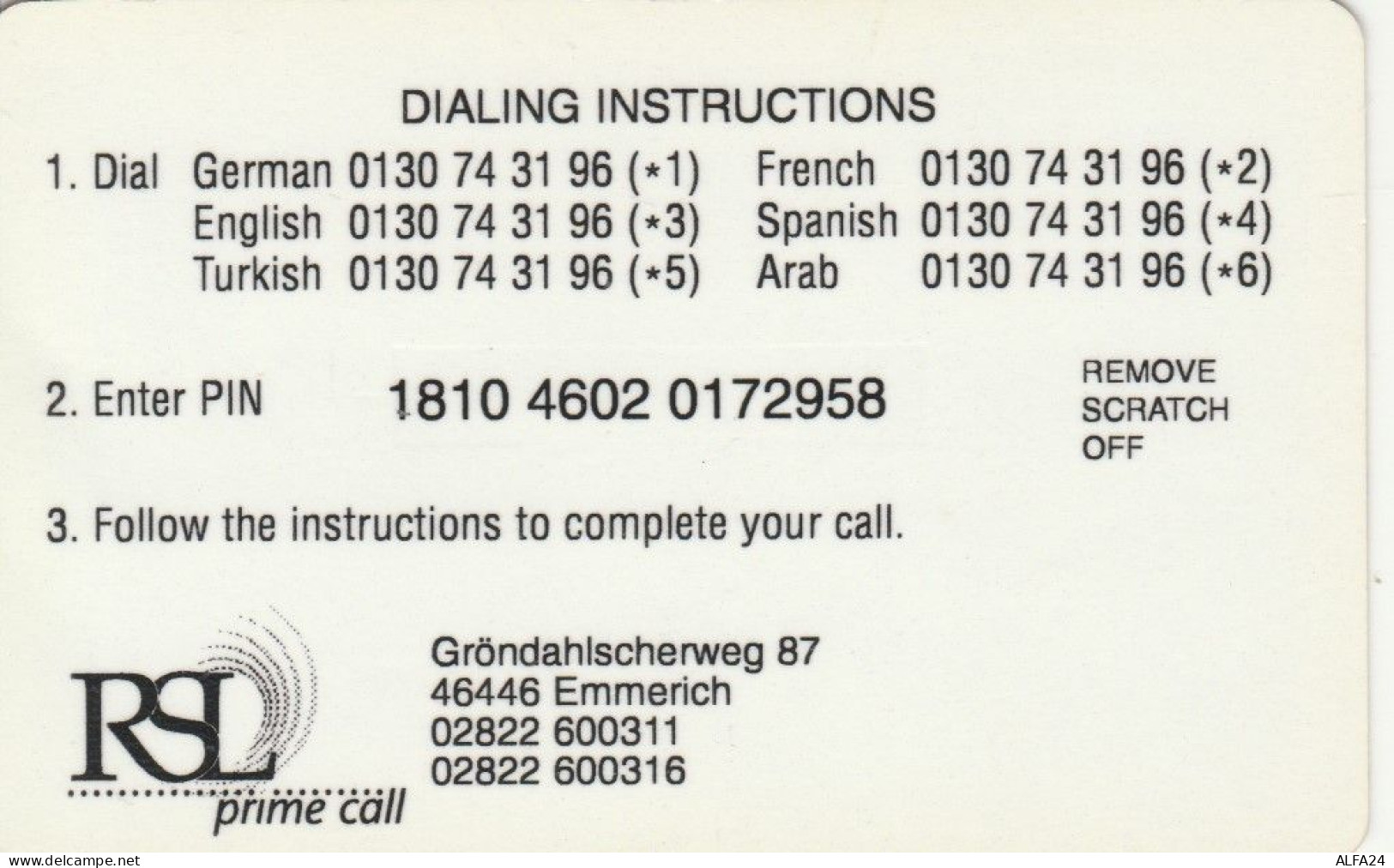 PREPAID PHONE CARD GERMANIA RLS COM (CK4237 - [2] Prepaid