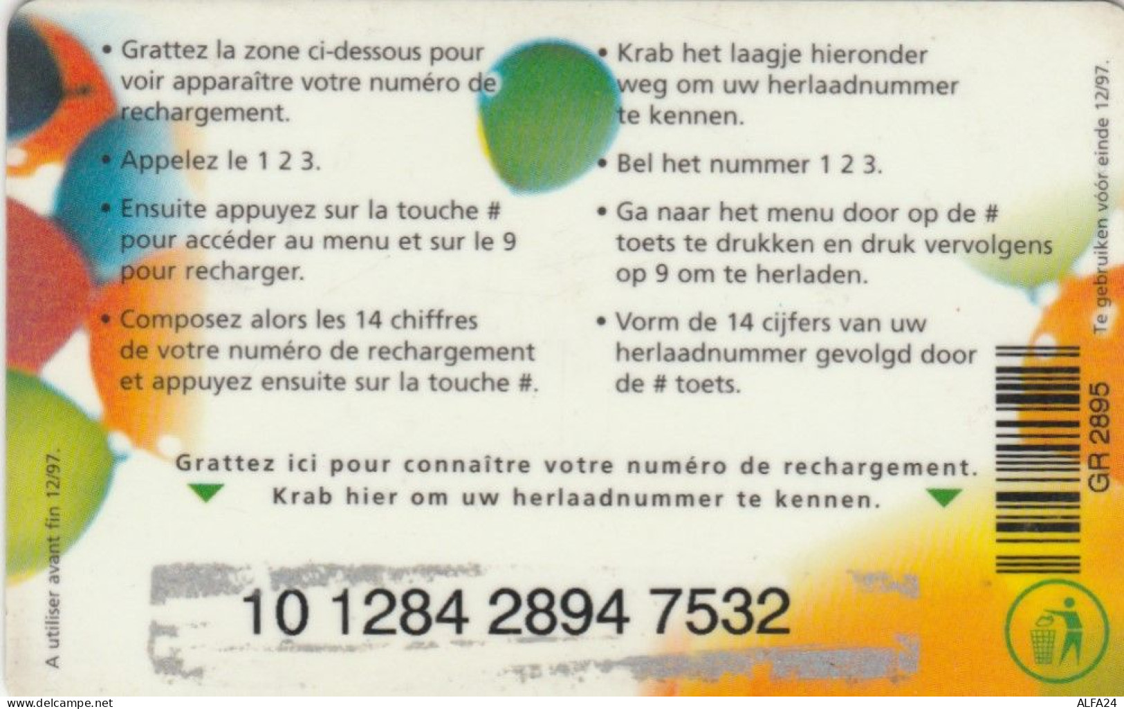 PREPAID PHONE CARD BELGIO (CK4168 - GSM-Kaarten, Herlaadbaar & Voorafbetaald