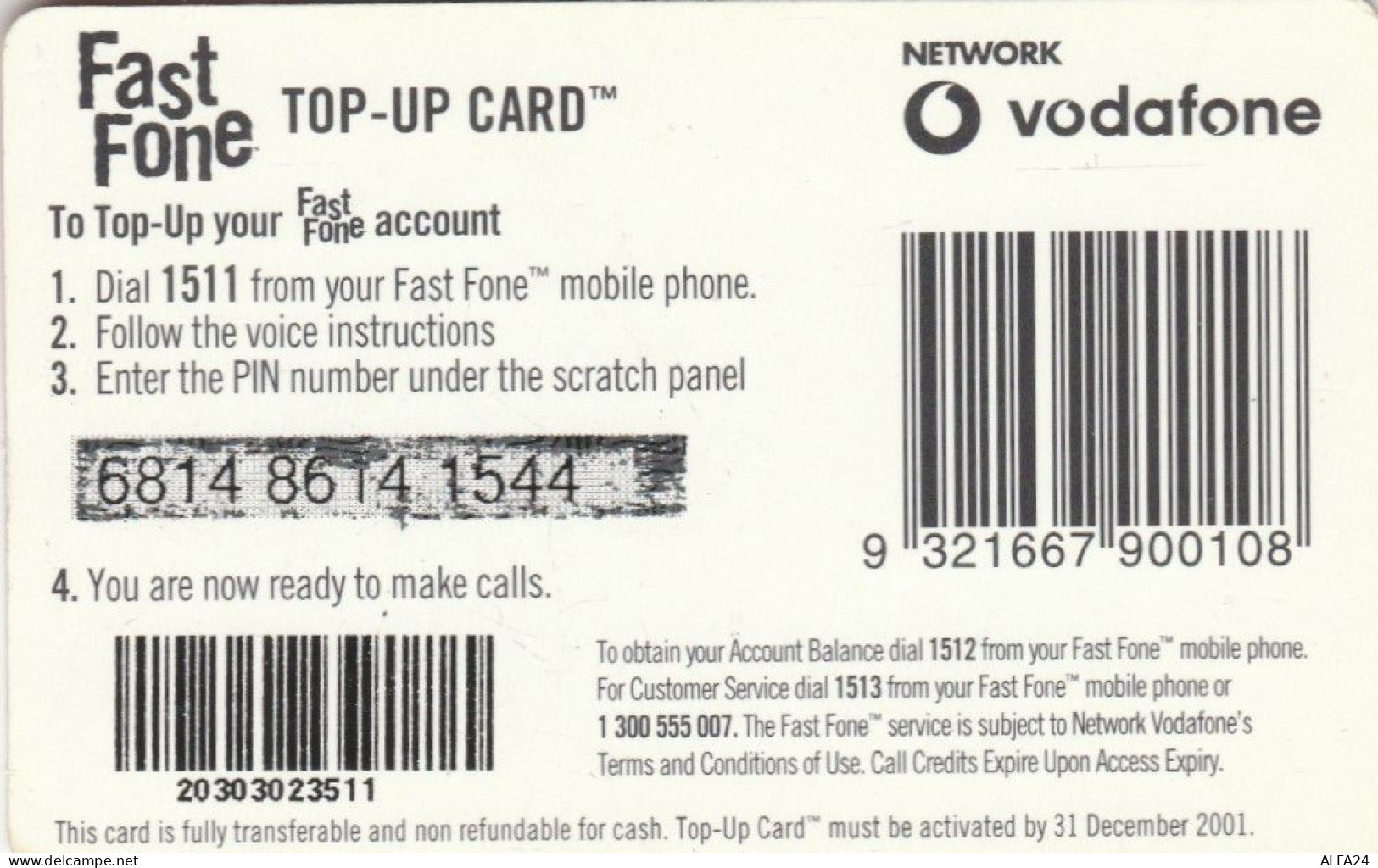 PREPAID PHONE CARD FIJI VODAFONE (CK4130 - Fidji