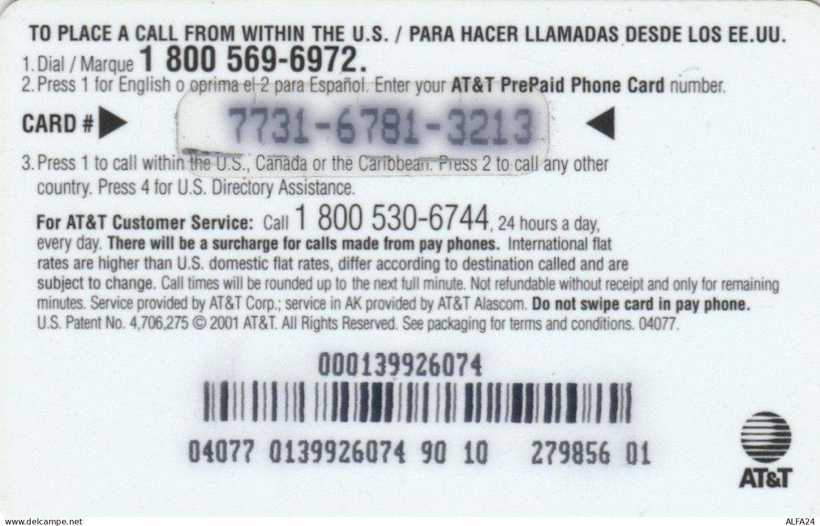 PREPAID PHONE CARD STATI UNITI AT-T (CK3992 - AT&T