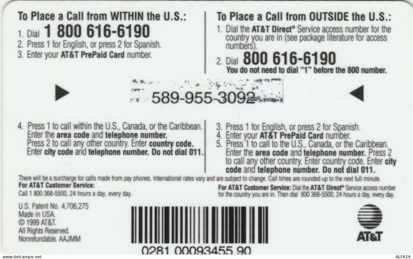 PREPAID PHONE CARD STATI UNITI AT-T (CK3990 - AT&T