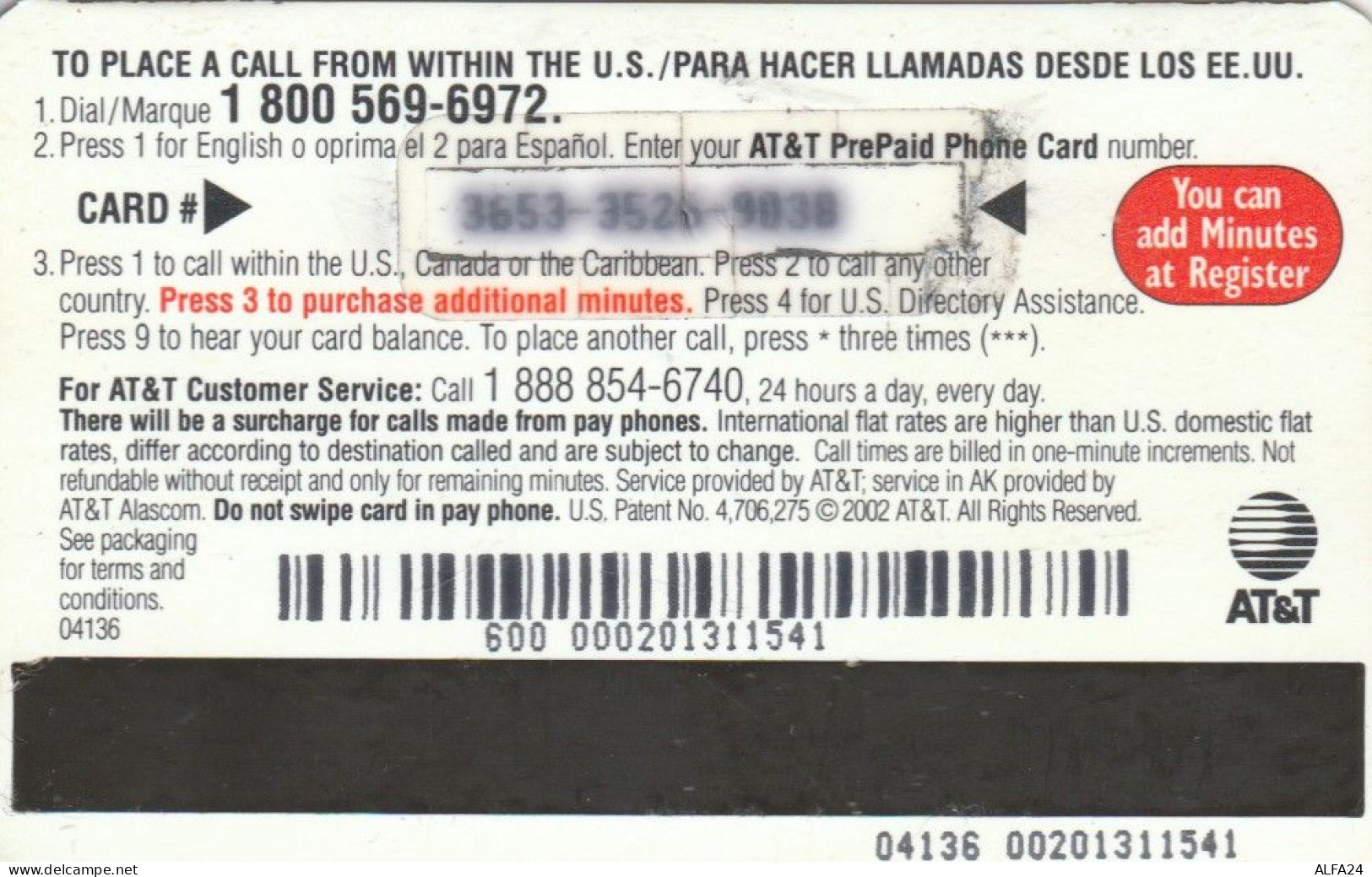 PREPAID PHONE CARD STATI UNITI AT-T (CK3979 - AT&T