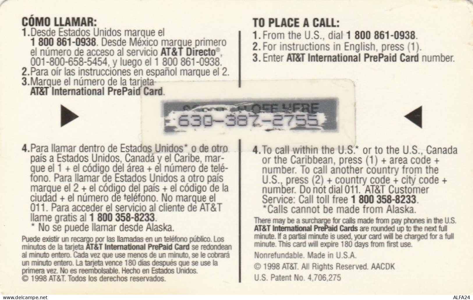 PREPAID PHONE CARD STATI UNITI AT-T (CK3882 - AT&T
